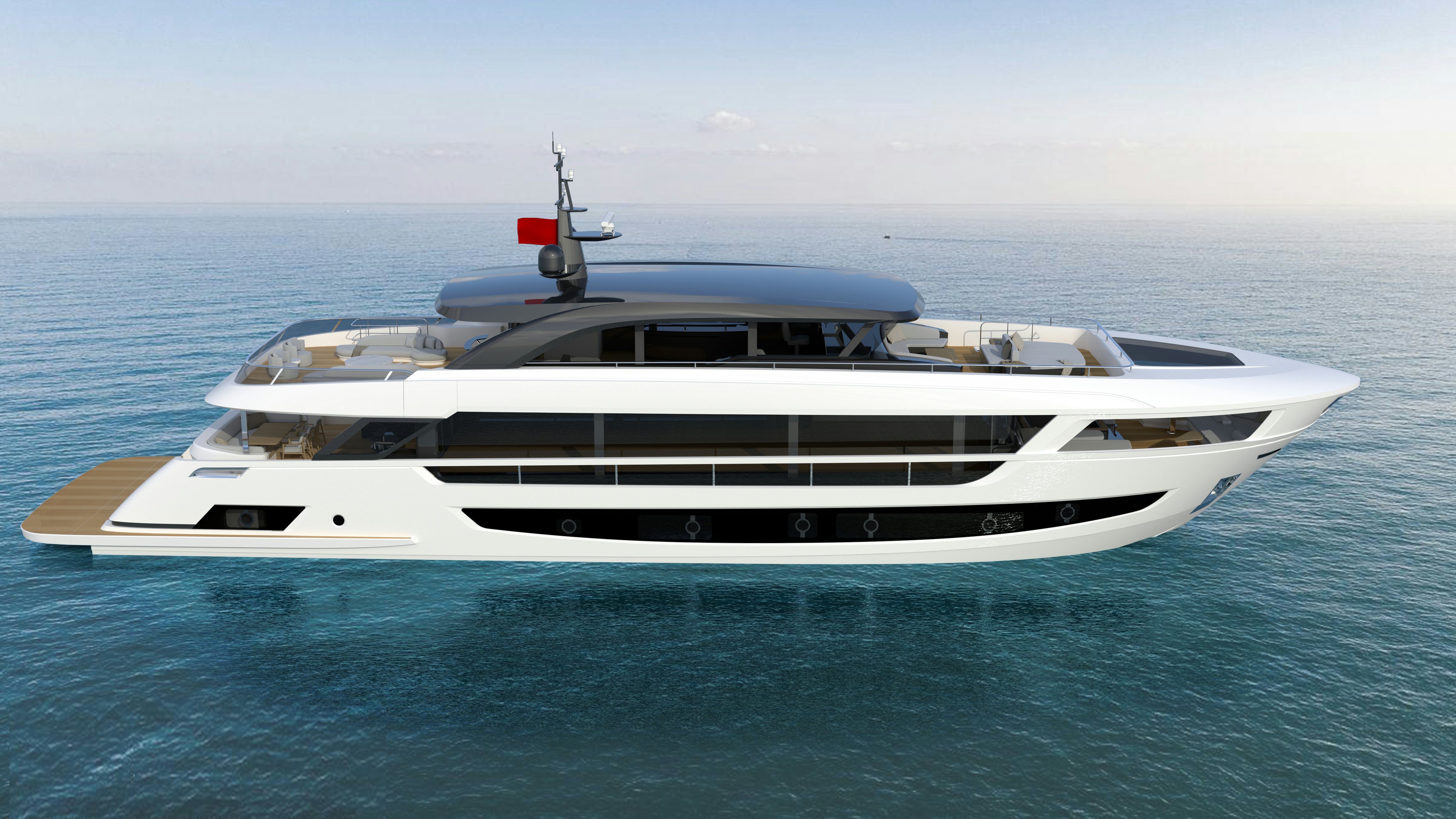 a white yacht in the water aboard ALLEGRO FLYBRIDGE 116 Yacht for Sale