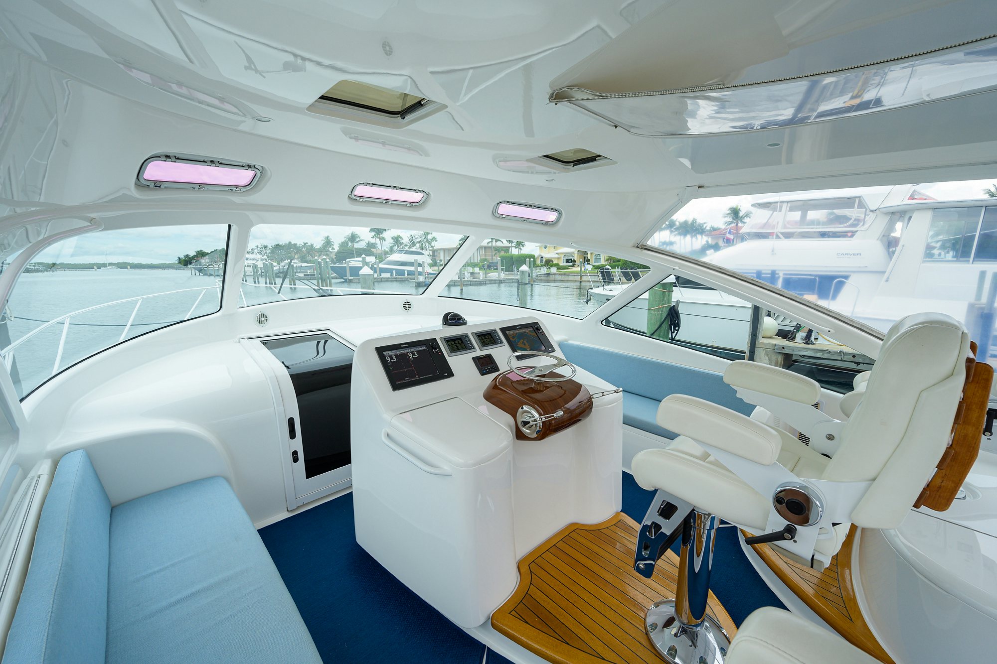 inside of a car aboard GALENE Yacht for Sale