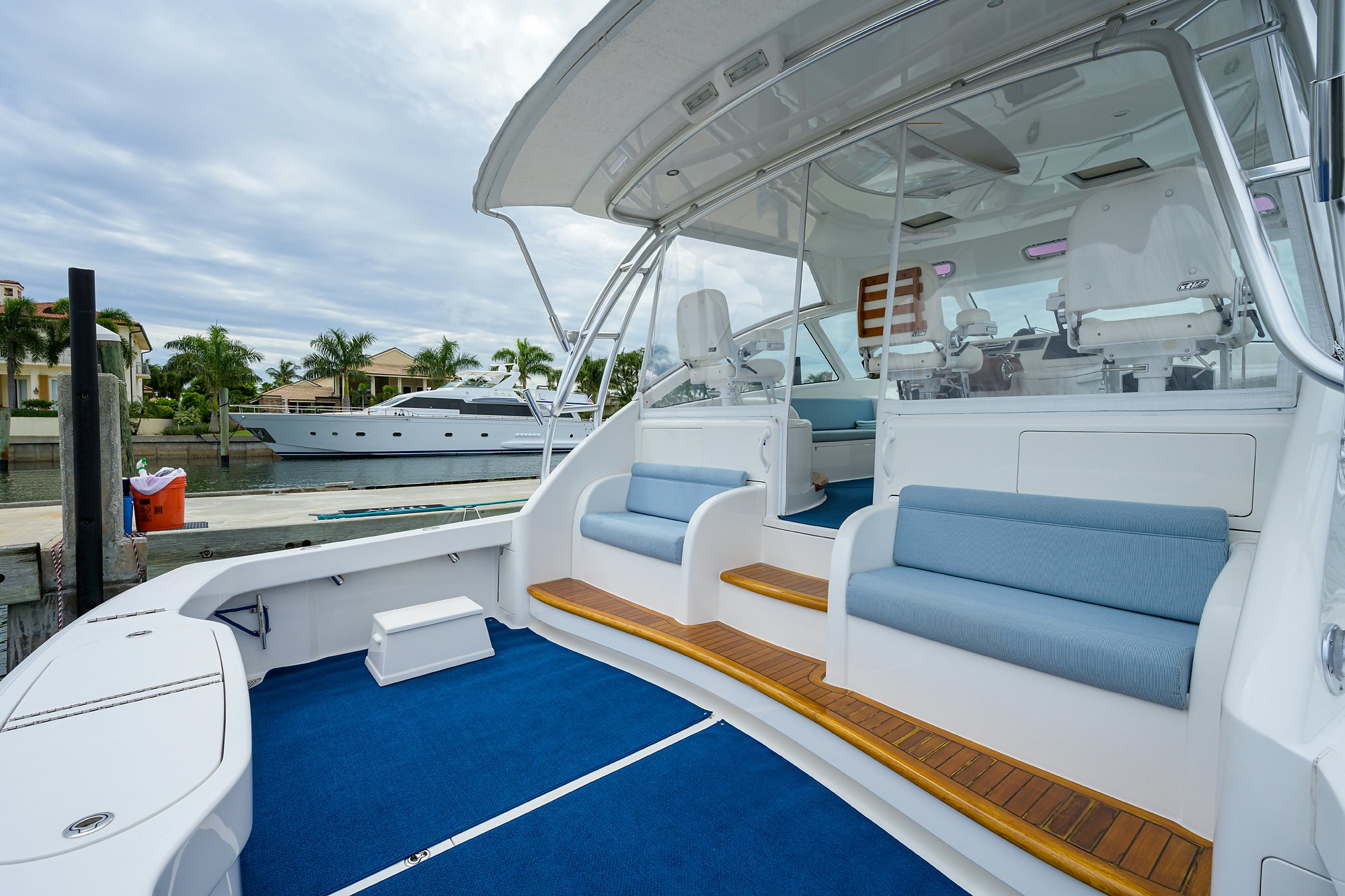 a boat with a deck and chairs aboard GALENE Yacht for Sale