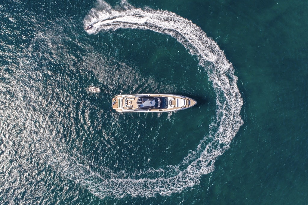 a ship in the ocean aboard ELYSIUM I Yacht for Sale