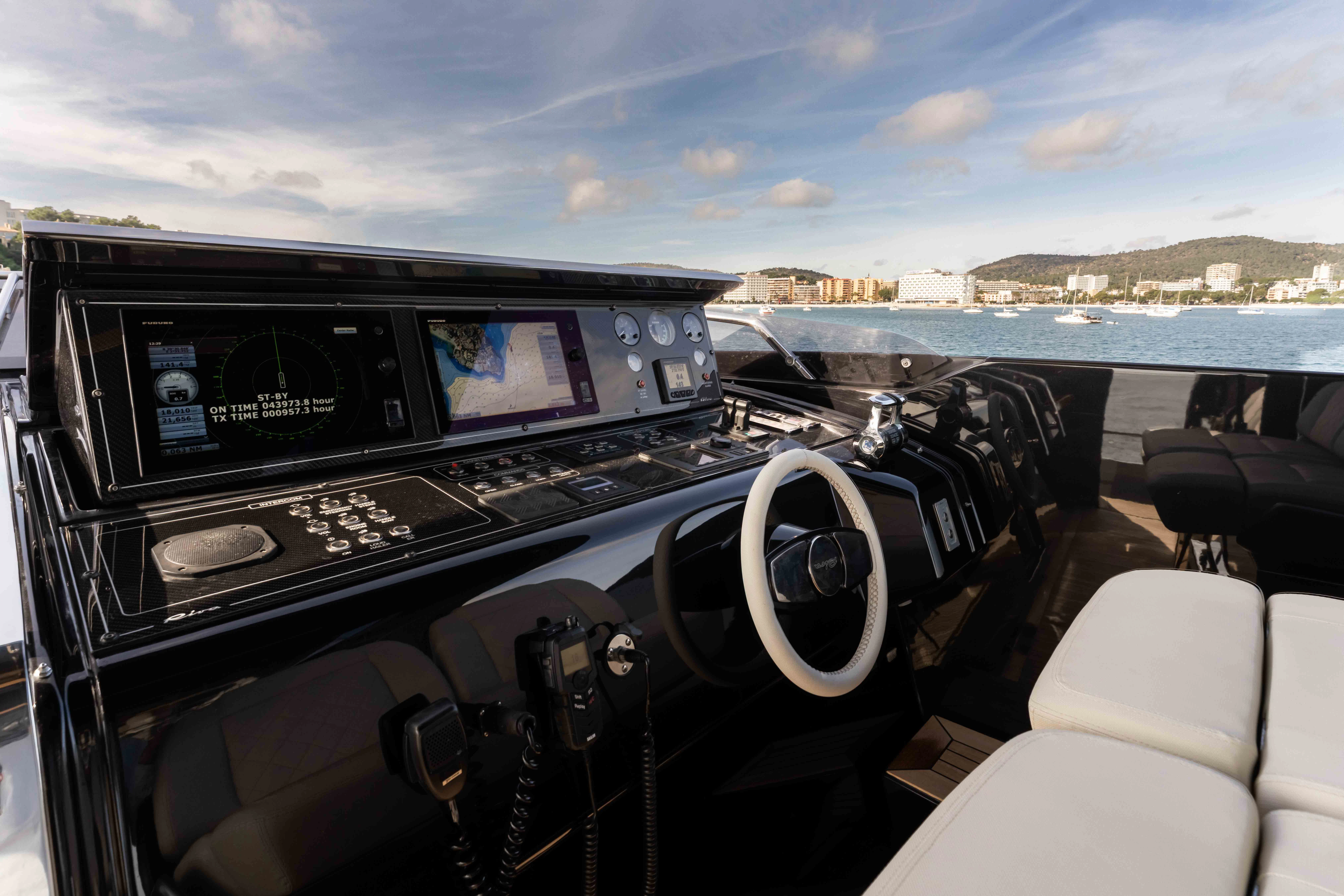 the inside of a car aboard ELYSIUM I Yacht for Sale