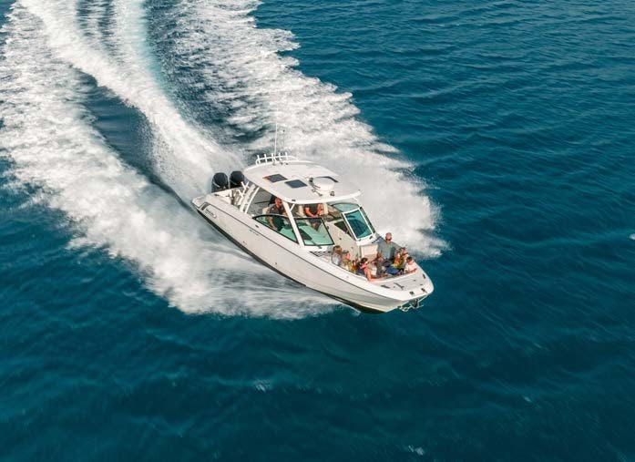 a boat sailing on the sea aboard JUST ENOUGH Yacht for Charter