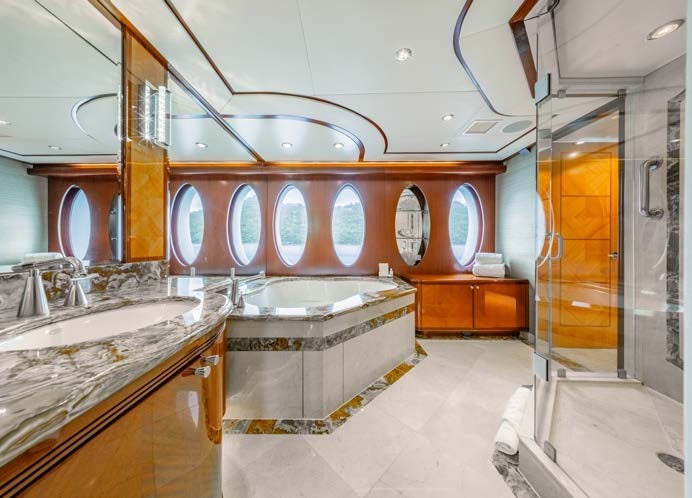 a bathroom with a large sink aboard JUST ENOUGH Yacht for Charter