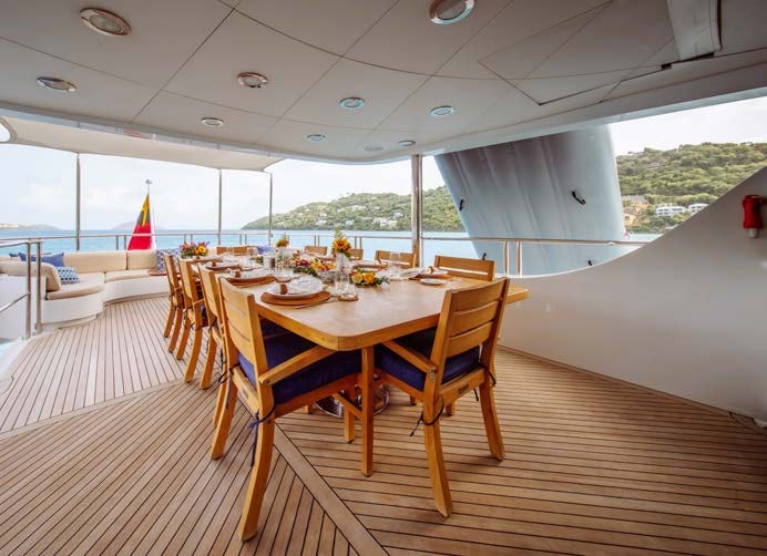 a table set for a meal aboard JUST ENOUGH Yacht for Charter