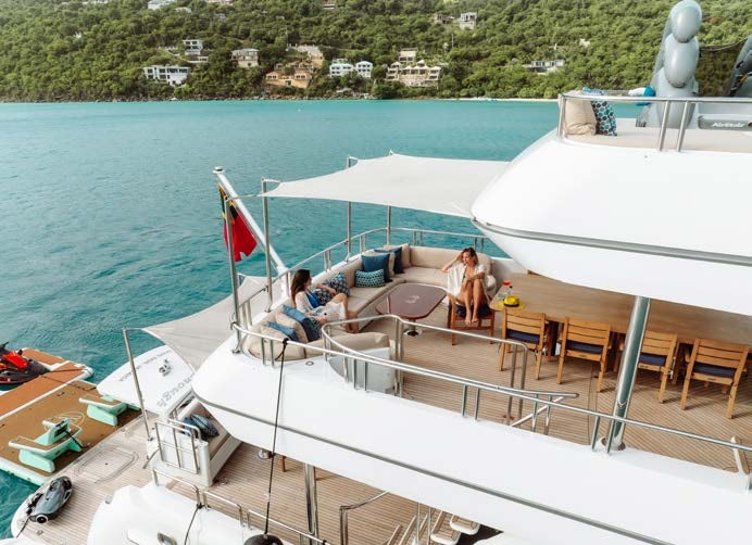 people sitting on a boat aboard JUST ENOUGH Yacht for Charter