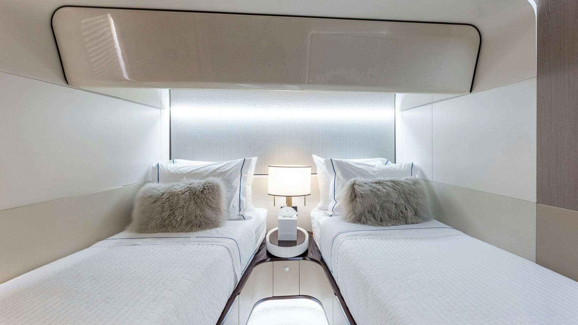 a couple of beds in a room aboard PIER PRESSURE Yacht for Charter