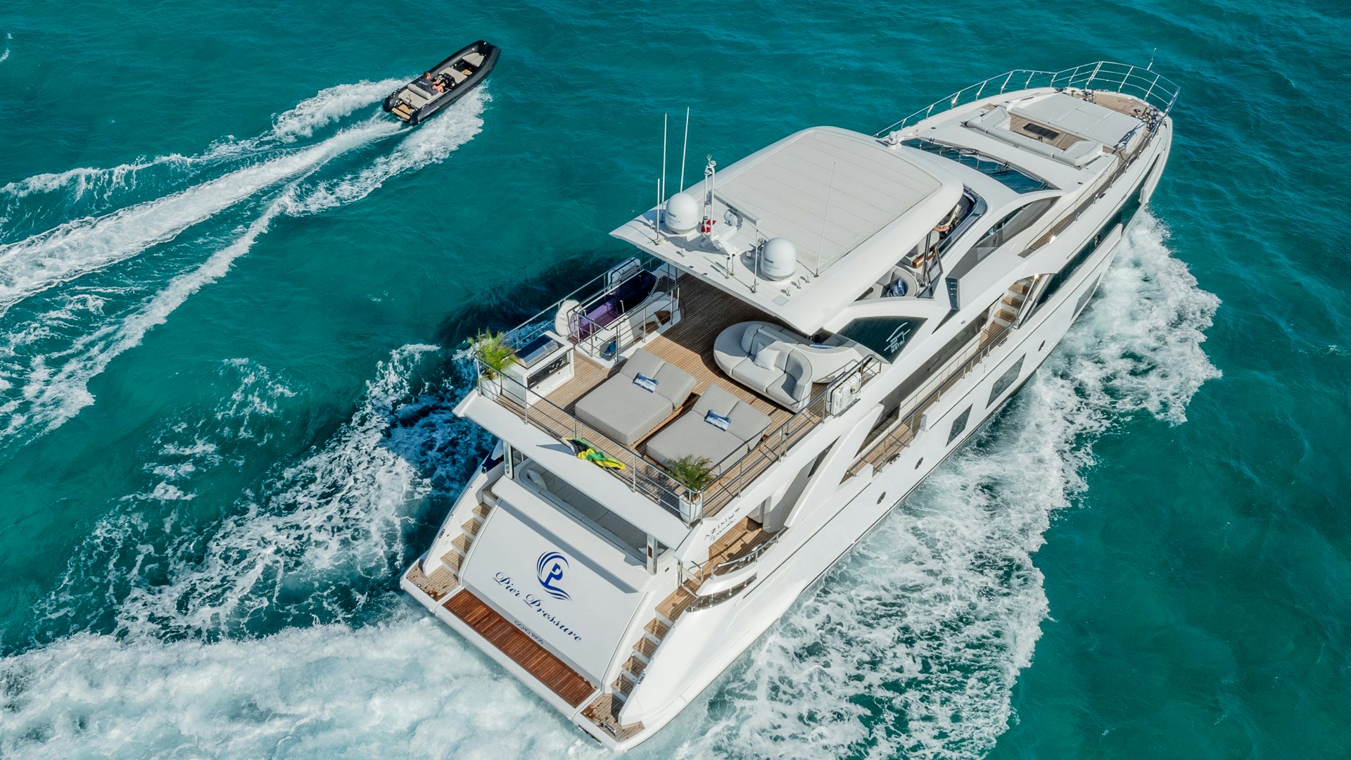 a large ship in the ocean aboard PIER PRESSURE Yacht for Charter