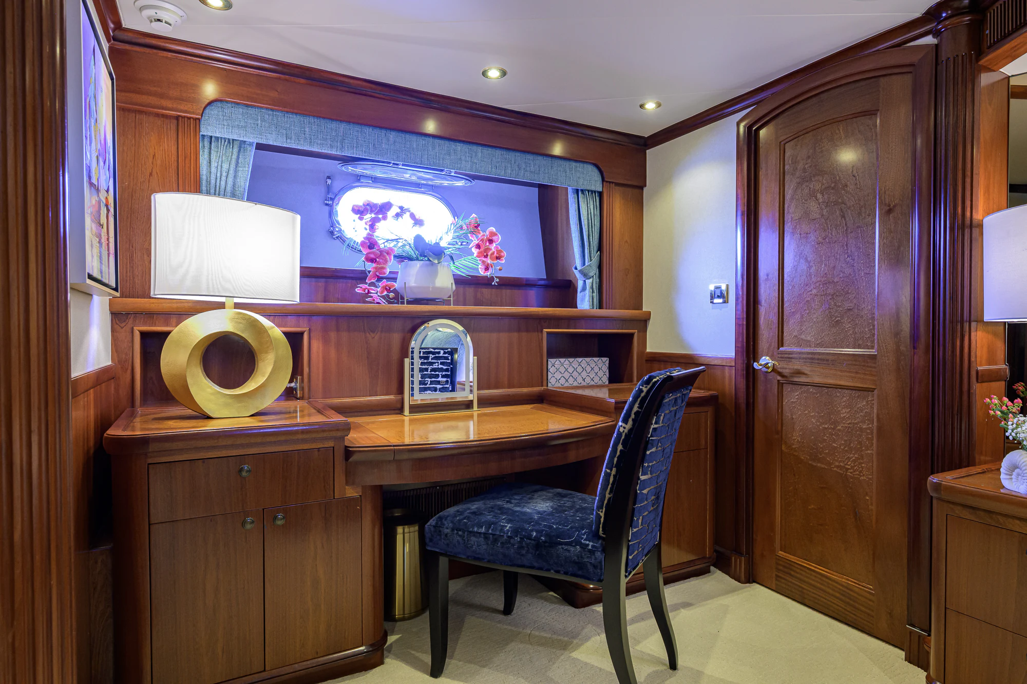 a room with a desk and a chair aboard MARBELLA IV Yacht for Sale