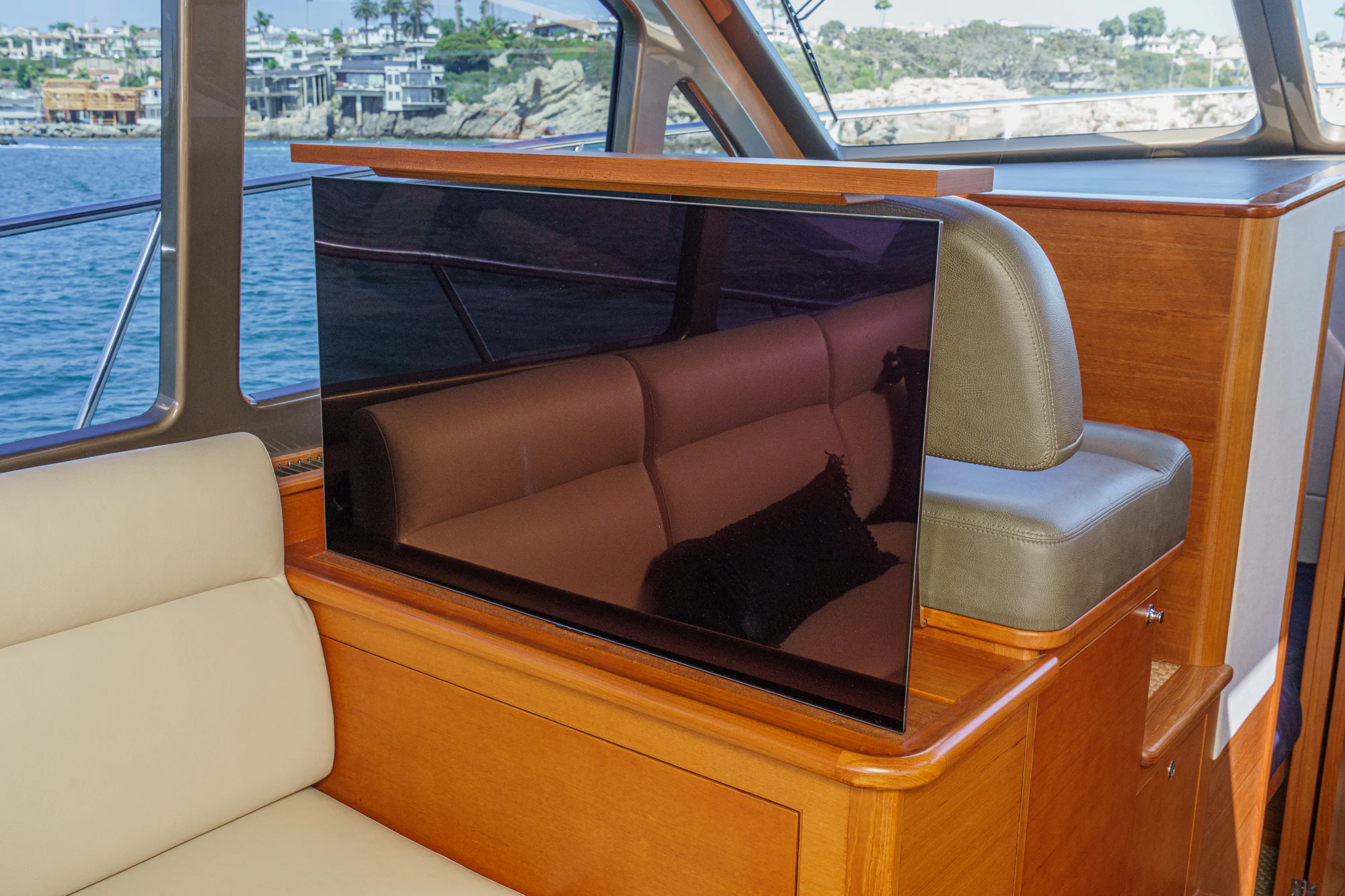 inside of a car aboard PIPE DREAM Yacht for Sale