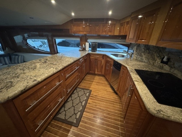 a kitchen with granite counter tops aboard TRUE GRIT Yacht for Sale