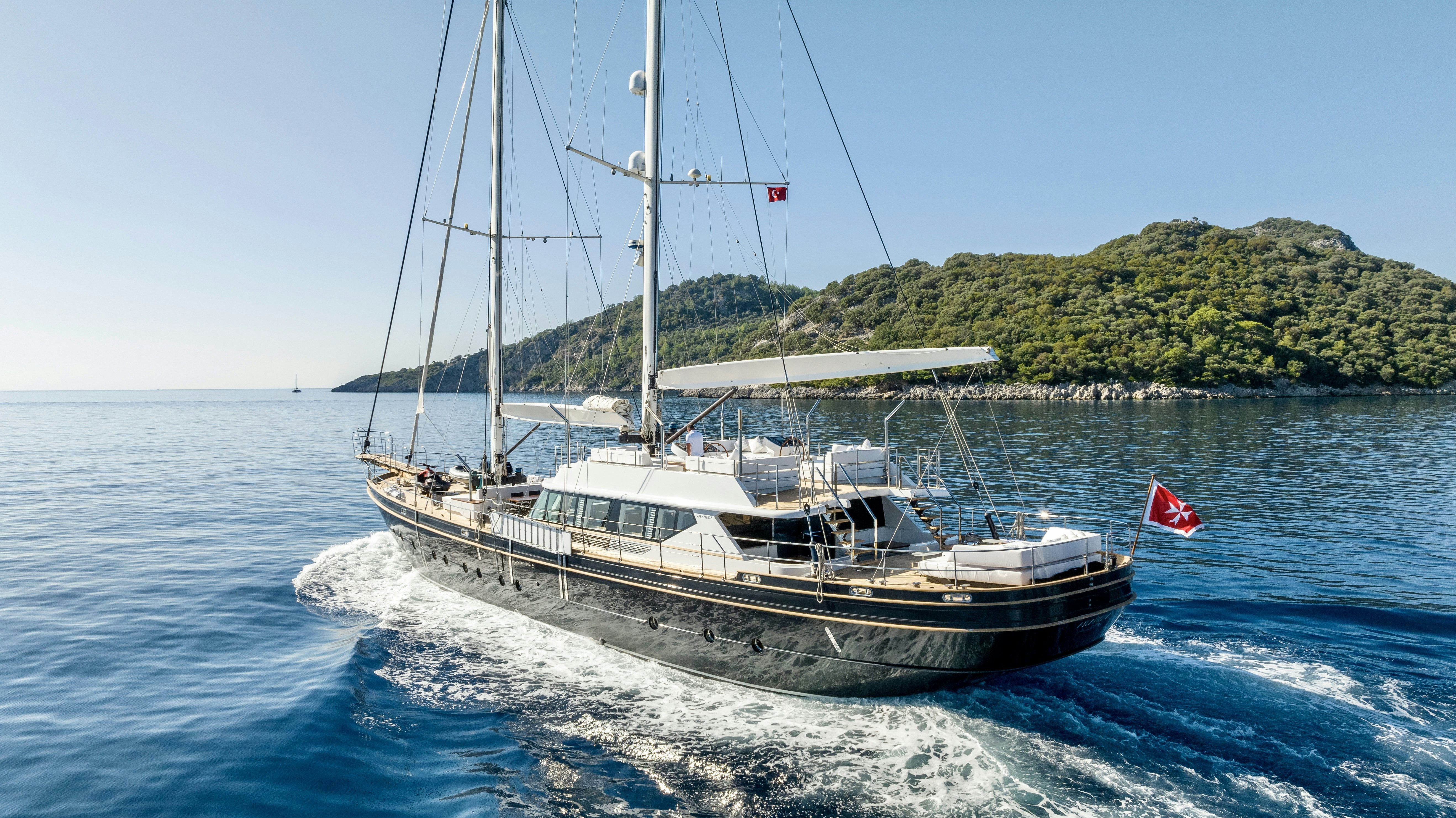 a boat on the water aboard ATLANTIKA Yacht for Sale
