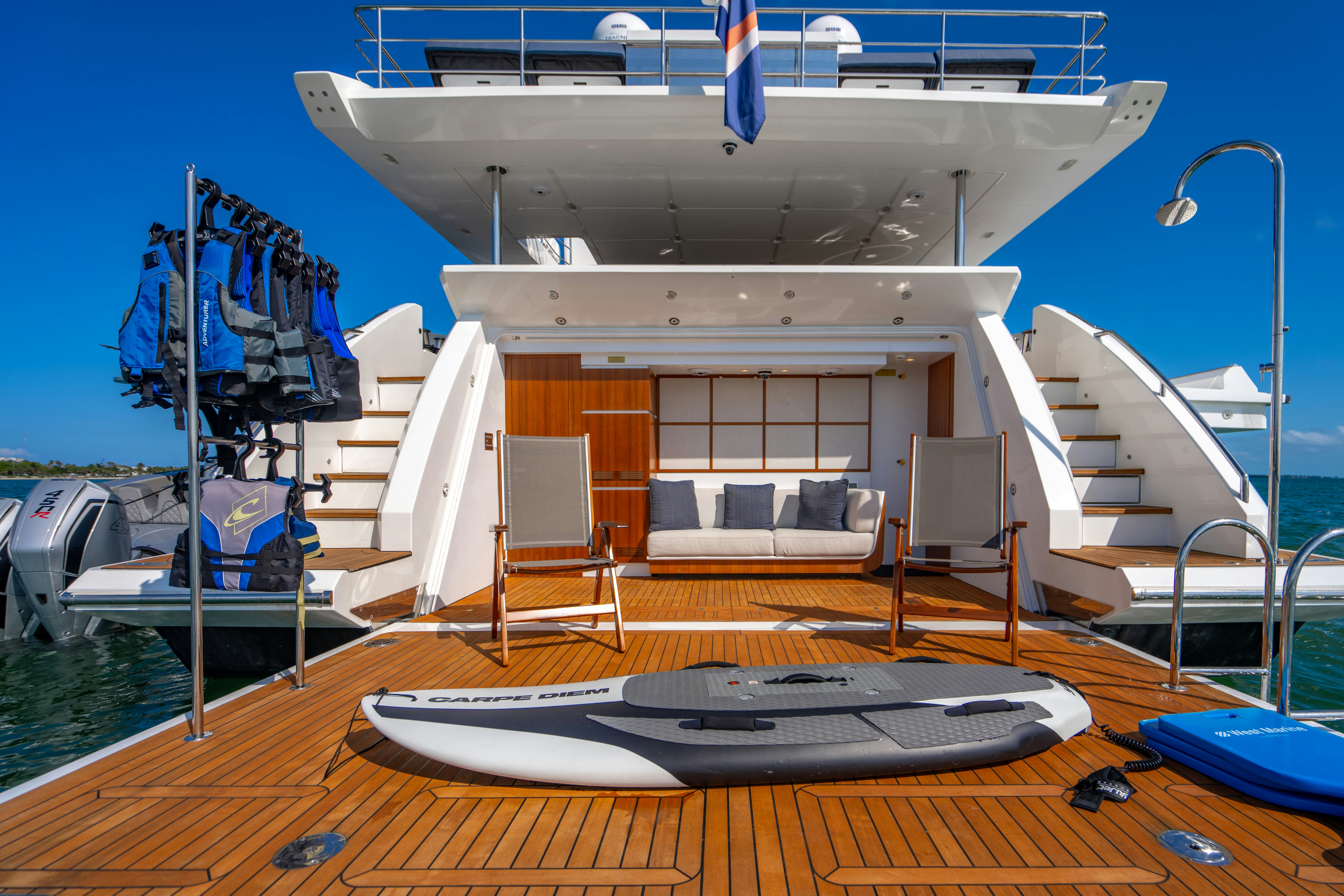 a boat on the water aboard CARPE DIEM Yacht for Charter
