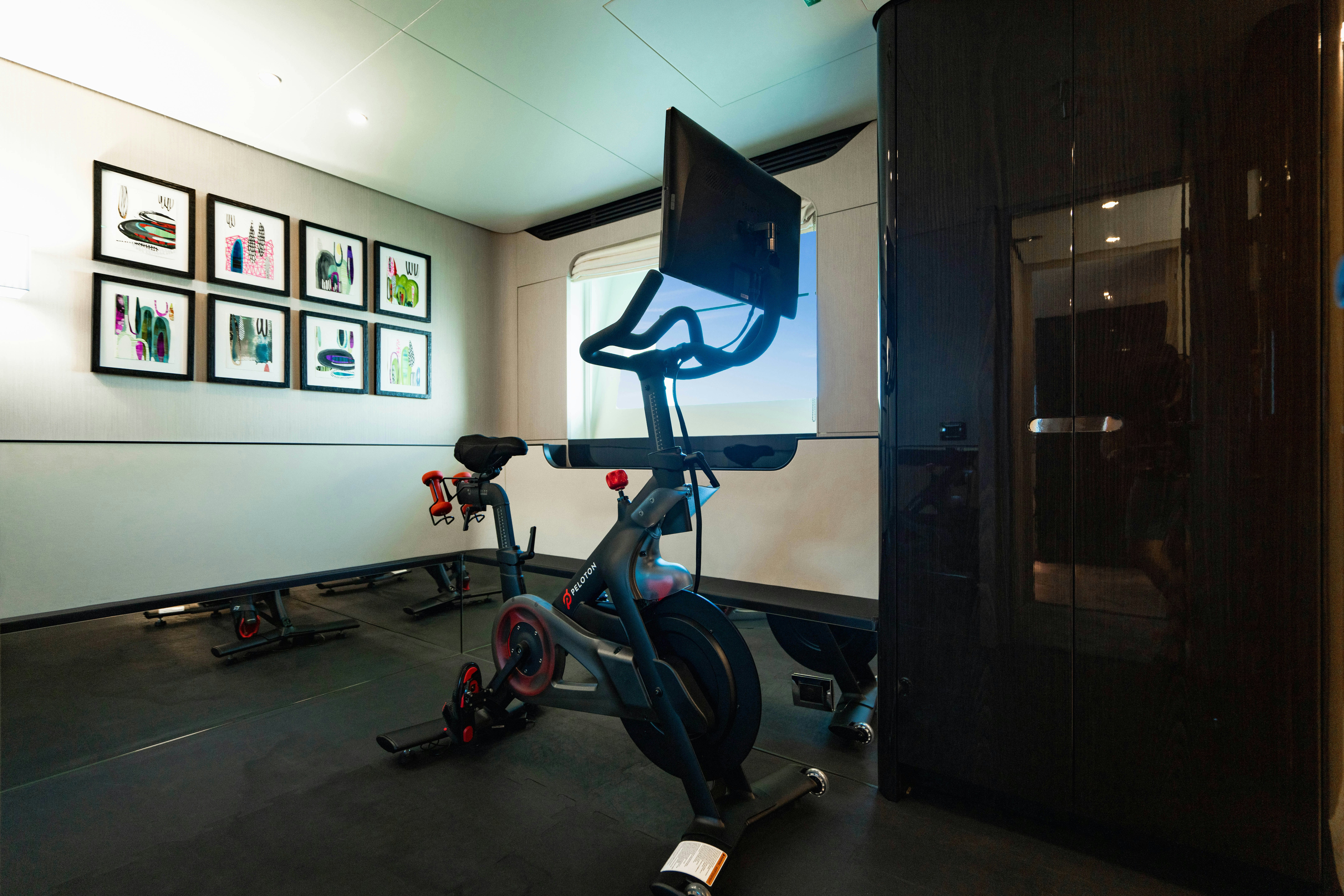 a bicycle in a room aboard CARPE DIEM Yacht for Charter