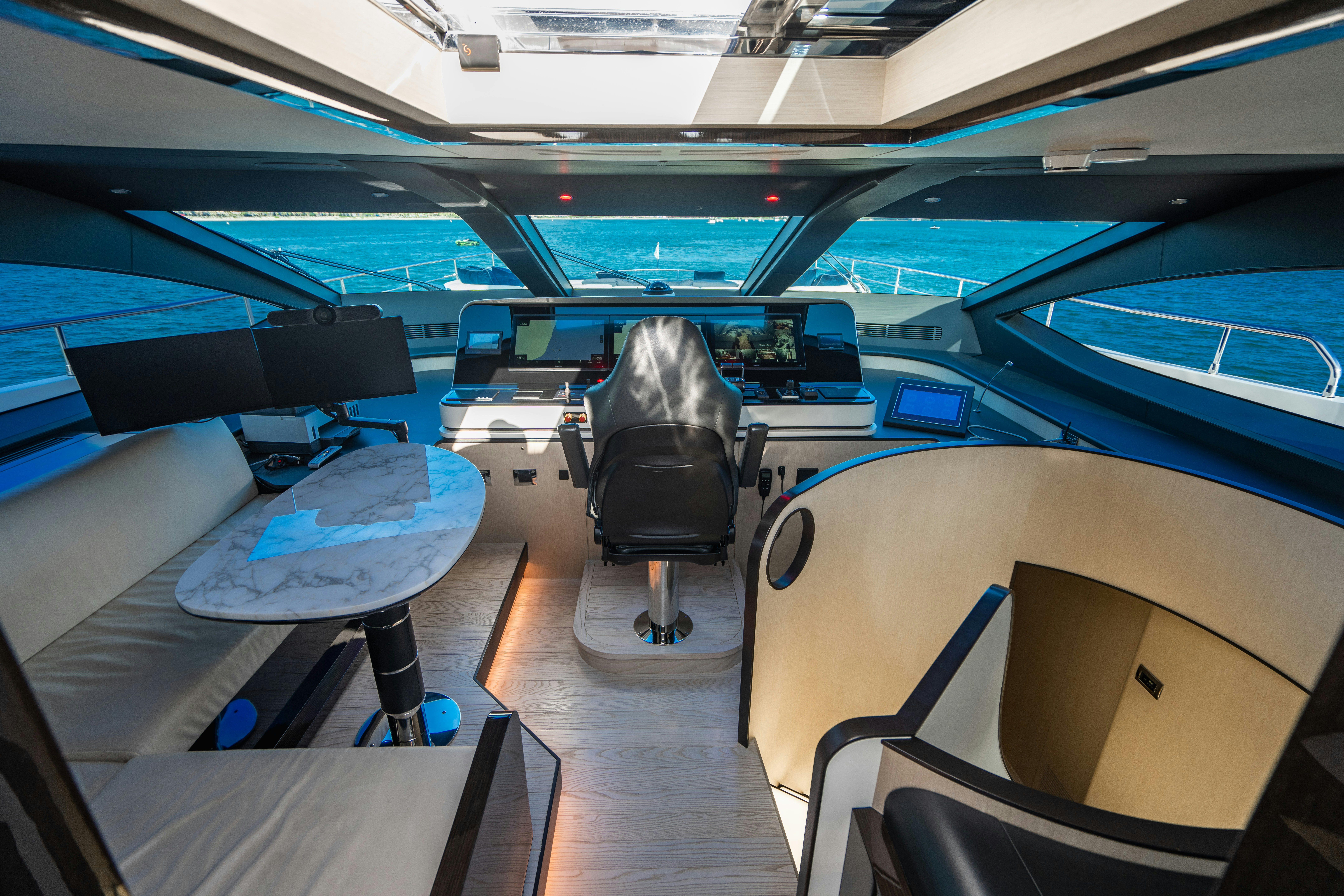 inside of a car aboard CARPE DIEM Yacht for Charter