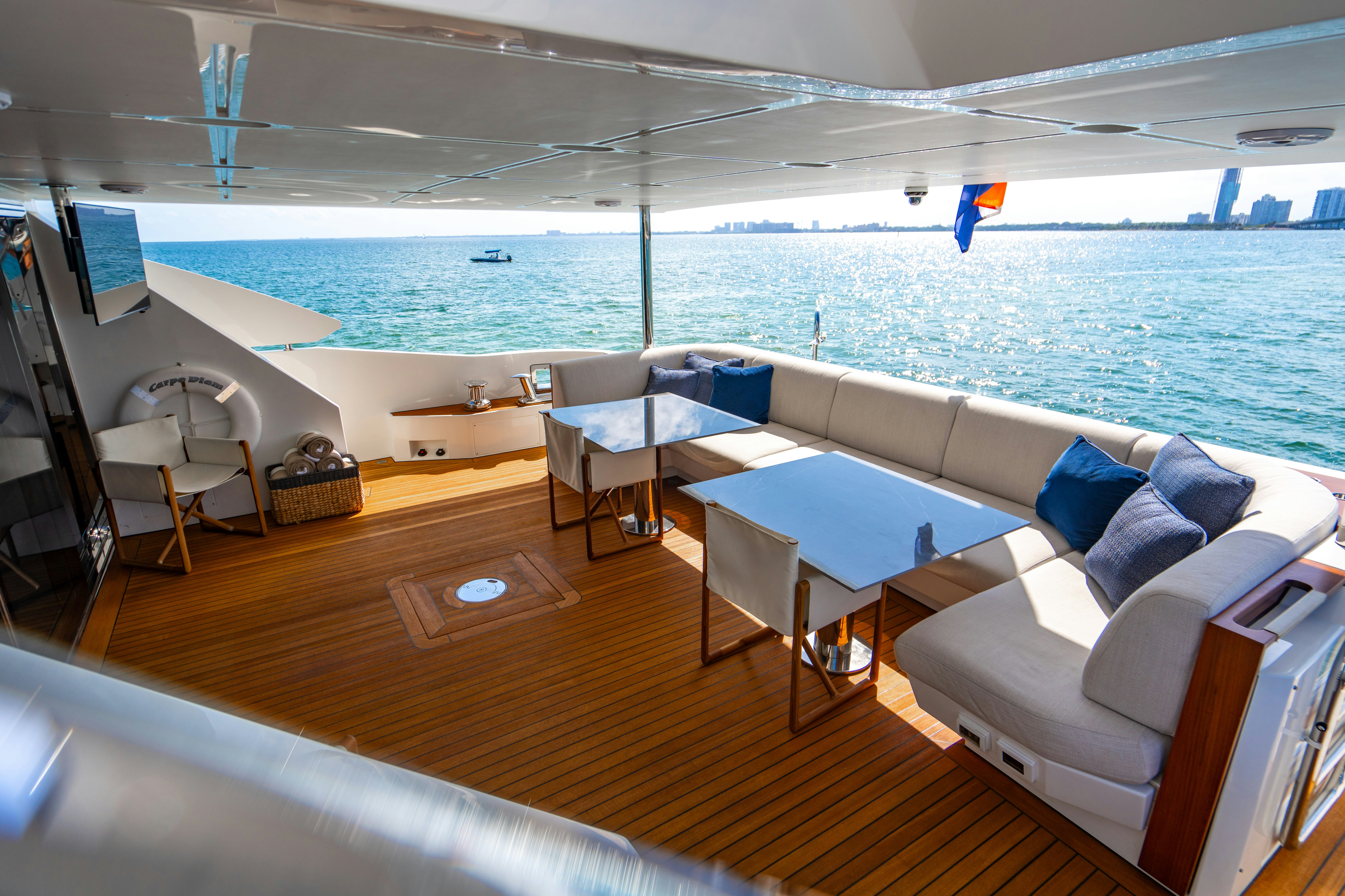a boat on the water aboard CARPE DIEM Yacht for Charter