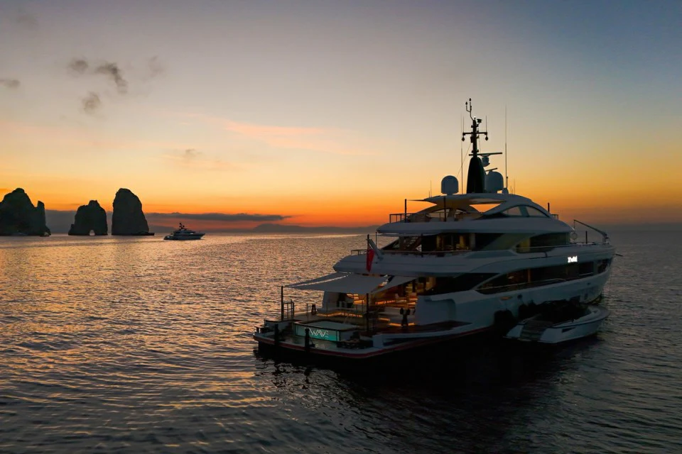 a boat in the water aboard XWAVE Yacht for Charter