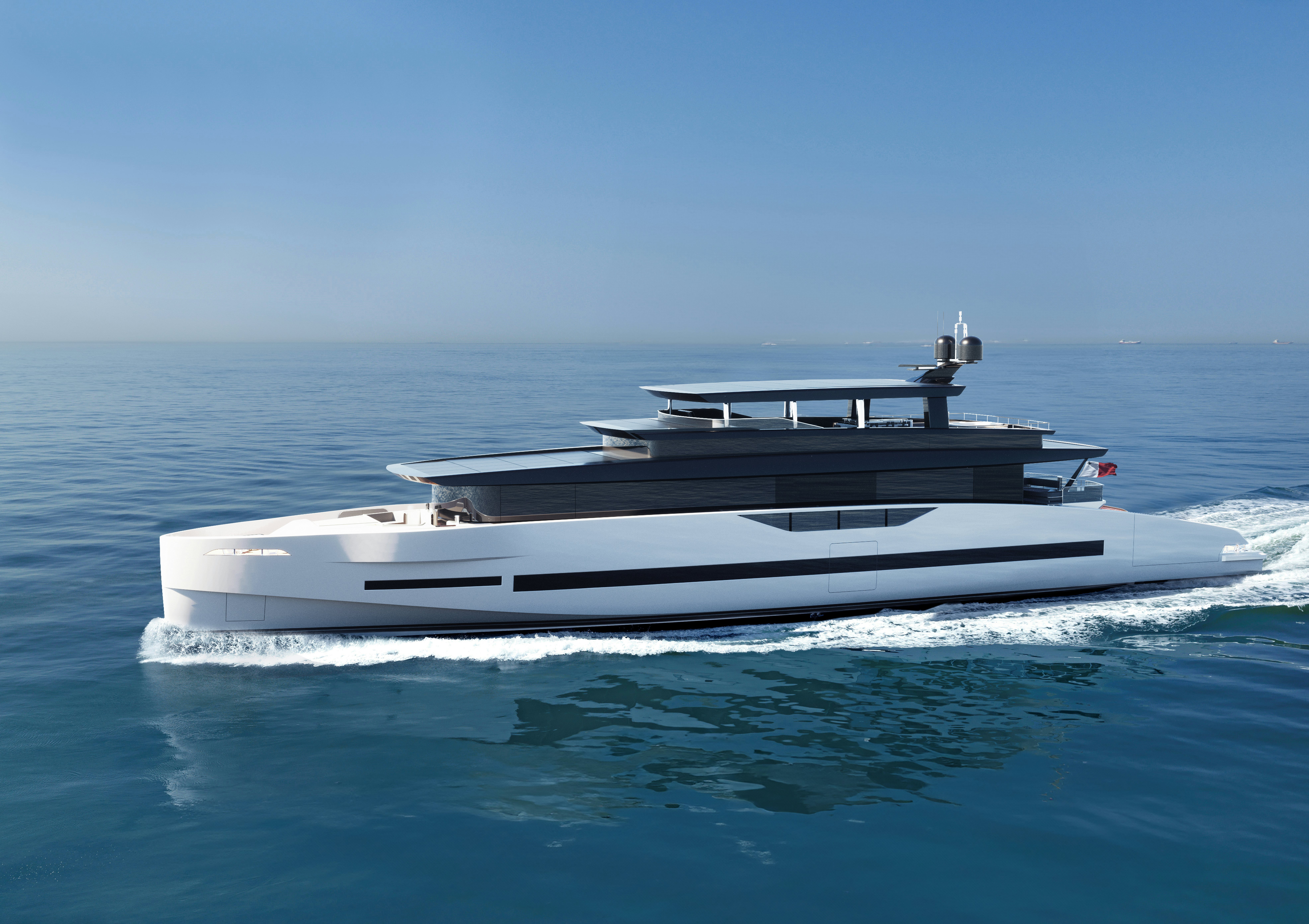 a boat on the water aboard GX 42 RPH HULL #2 Yacht for Sale