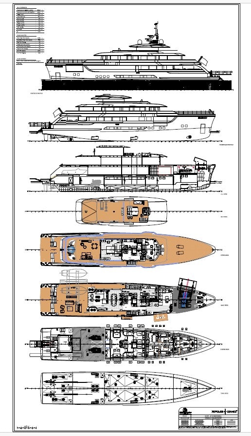 diagram, engineering drawing, schematic aboard SERENISSIMA I Yacht for Sale