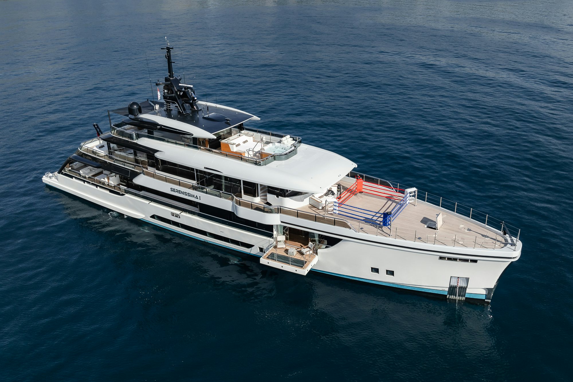 a large white ship in the water aboard SERENISSIMA I Yacht for Sale