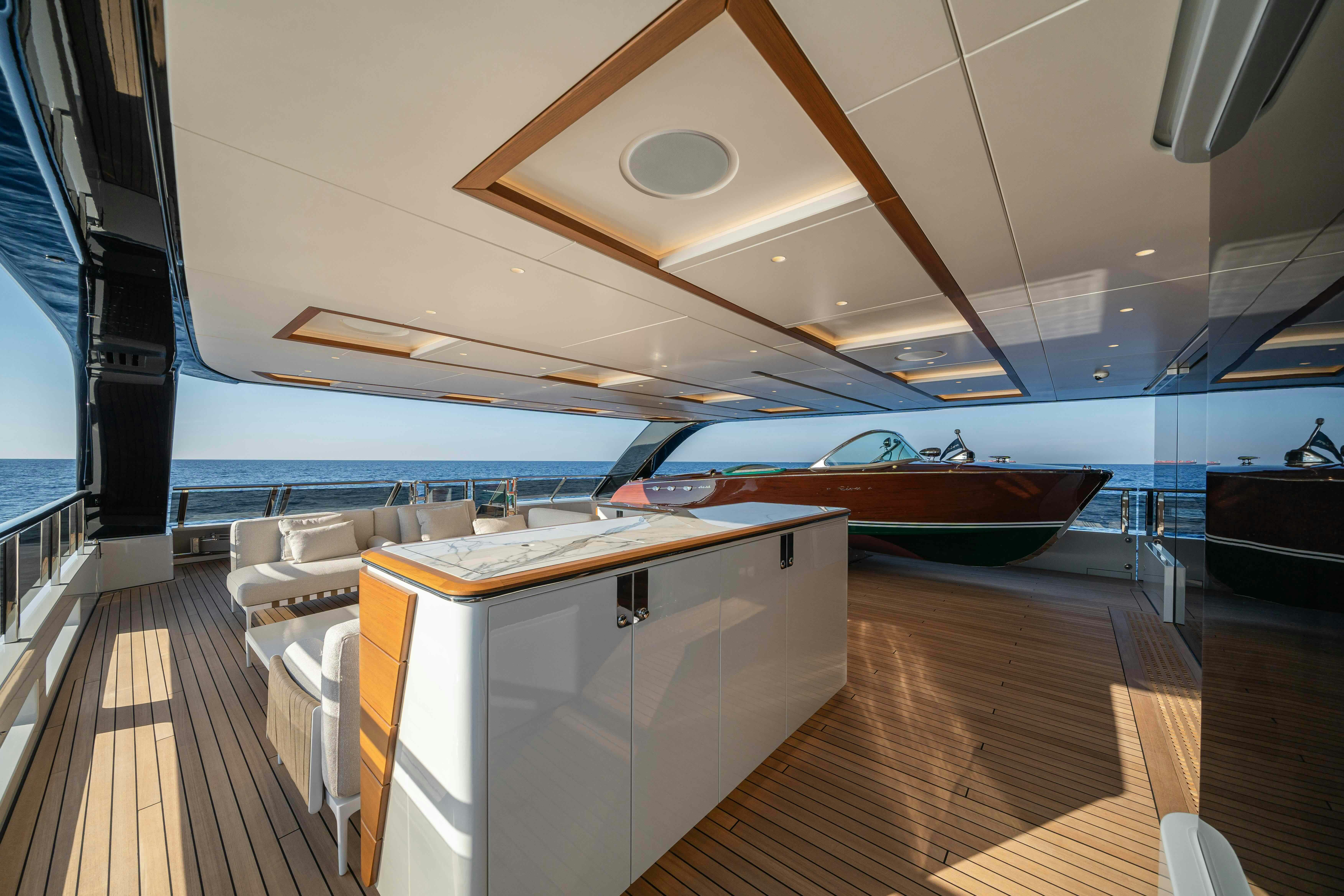 a boat on a deck aboard SERENISSIMA I Yacht for Sale