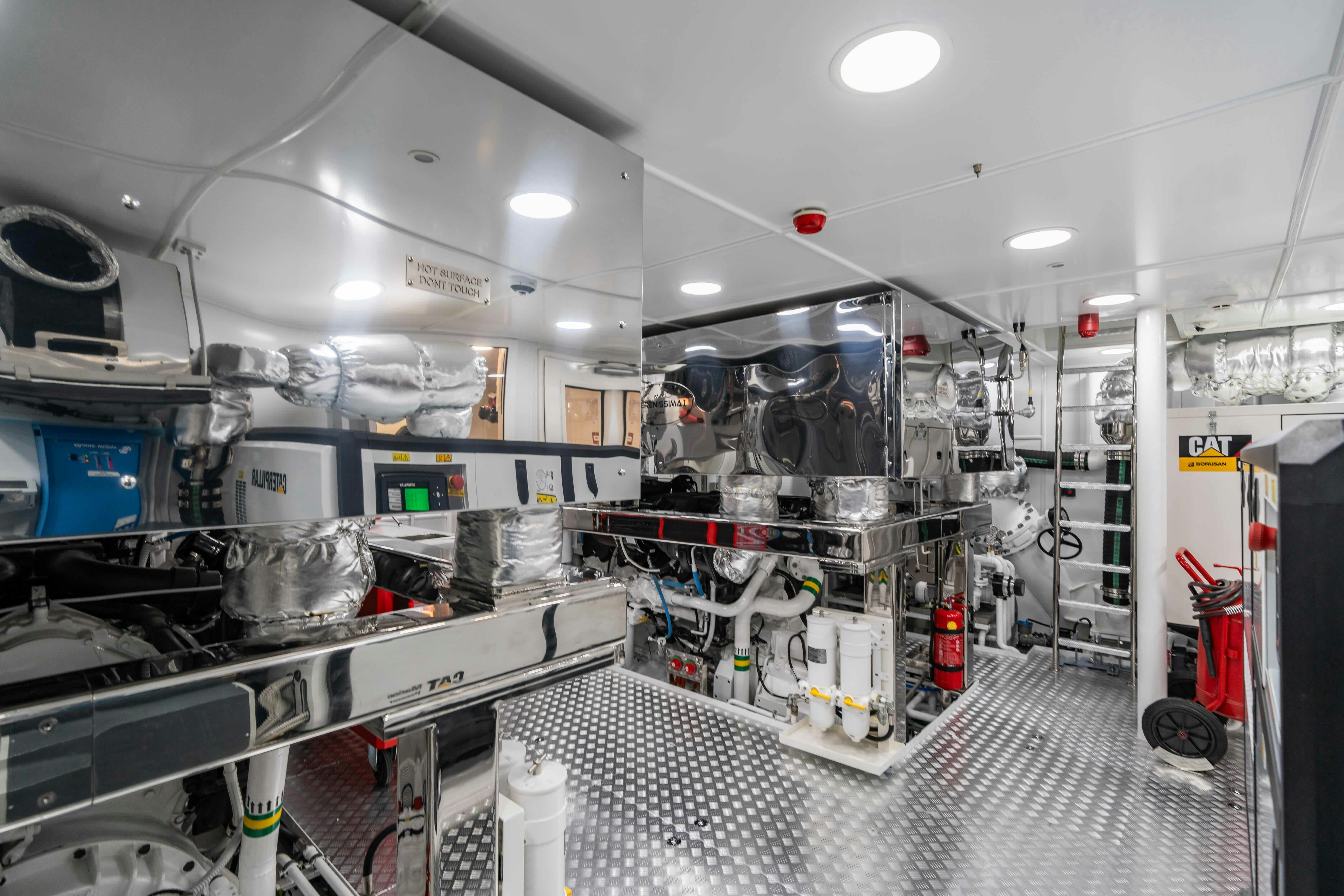 a large room with machinery aboard SERENISSIMA I Yacht for Sale