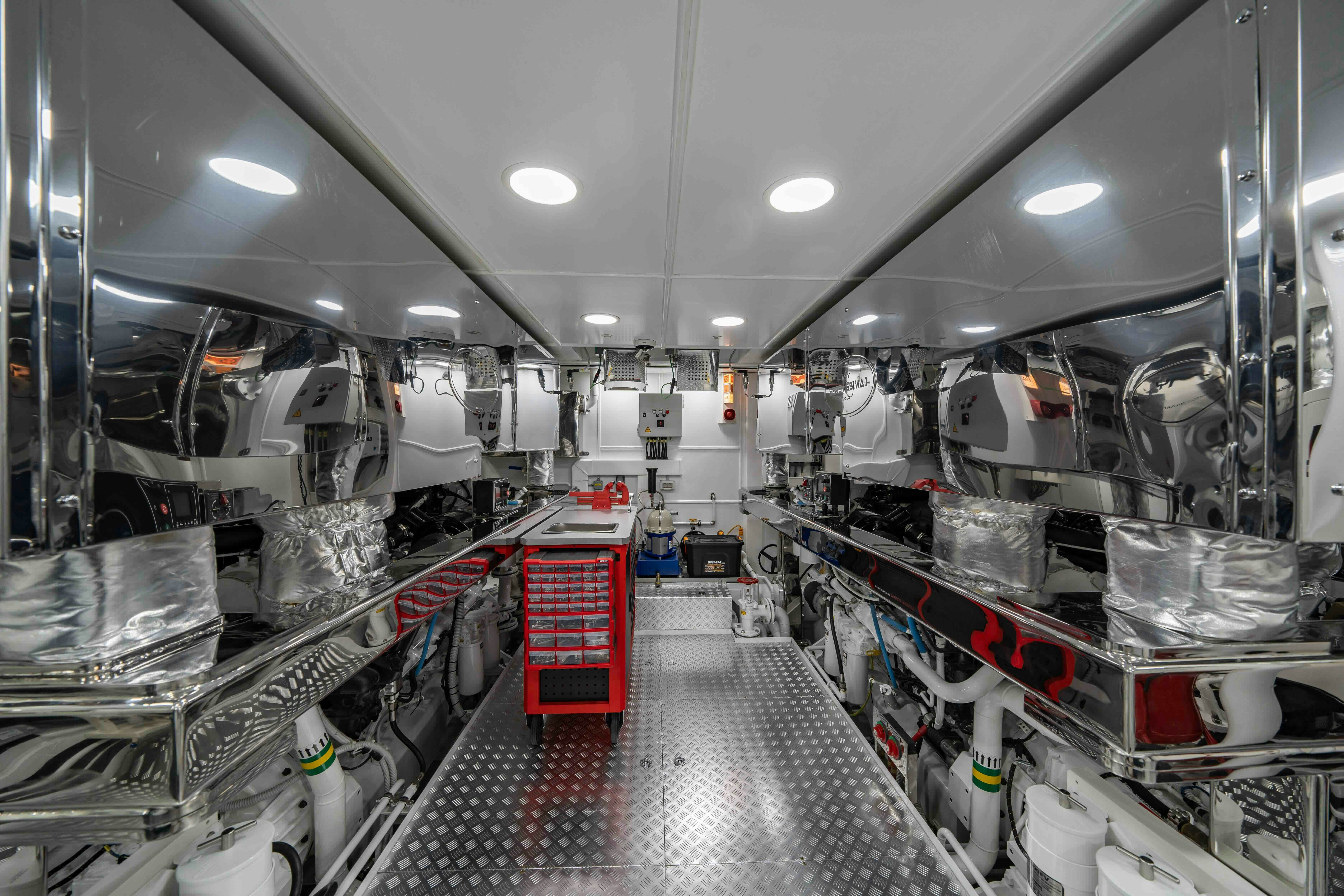 a large room with machinery aboard SERENISSIMA I Yacht for Sale