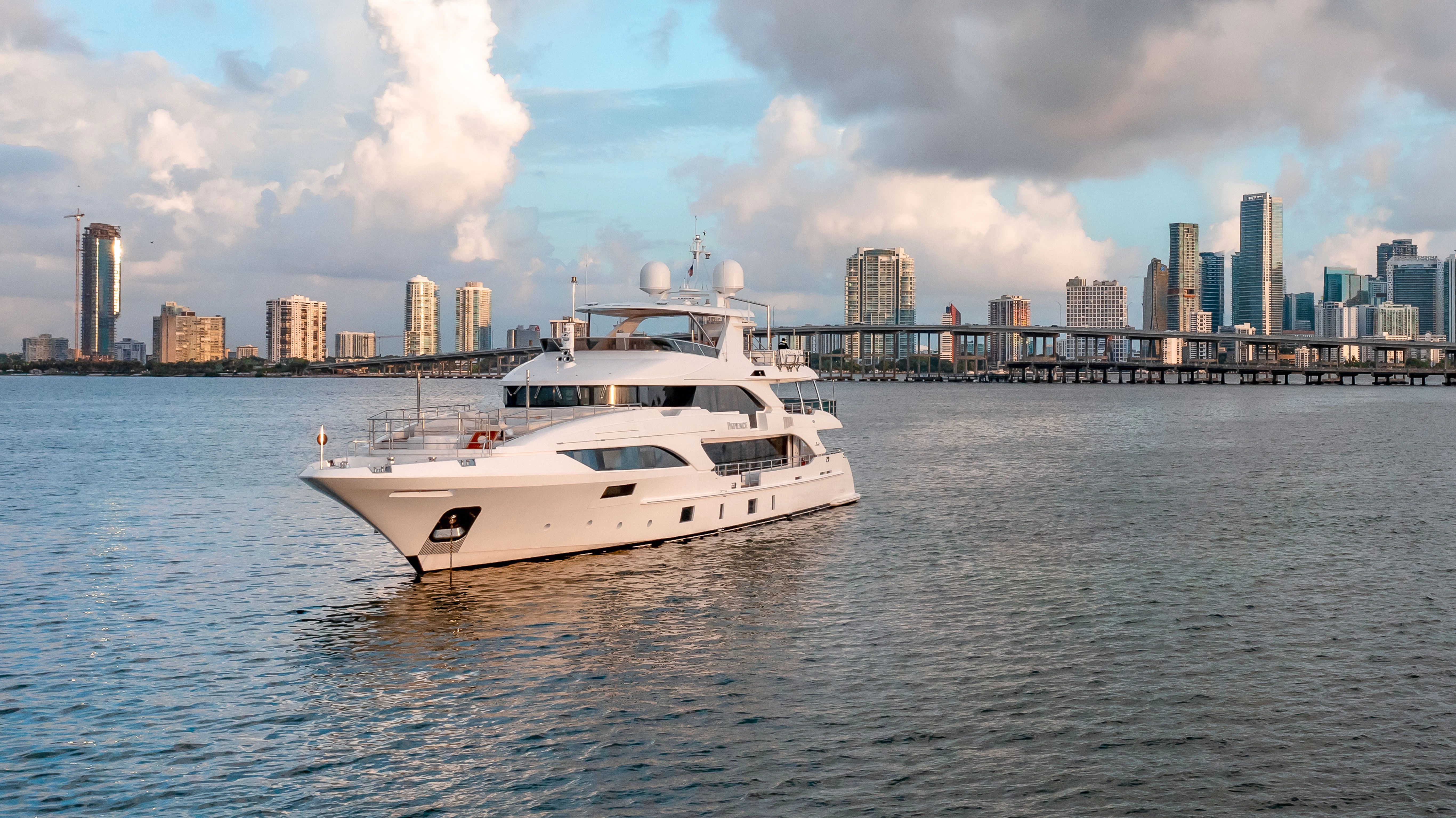a white yacht on the water aboard PATIENCE Yacht for Charter