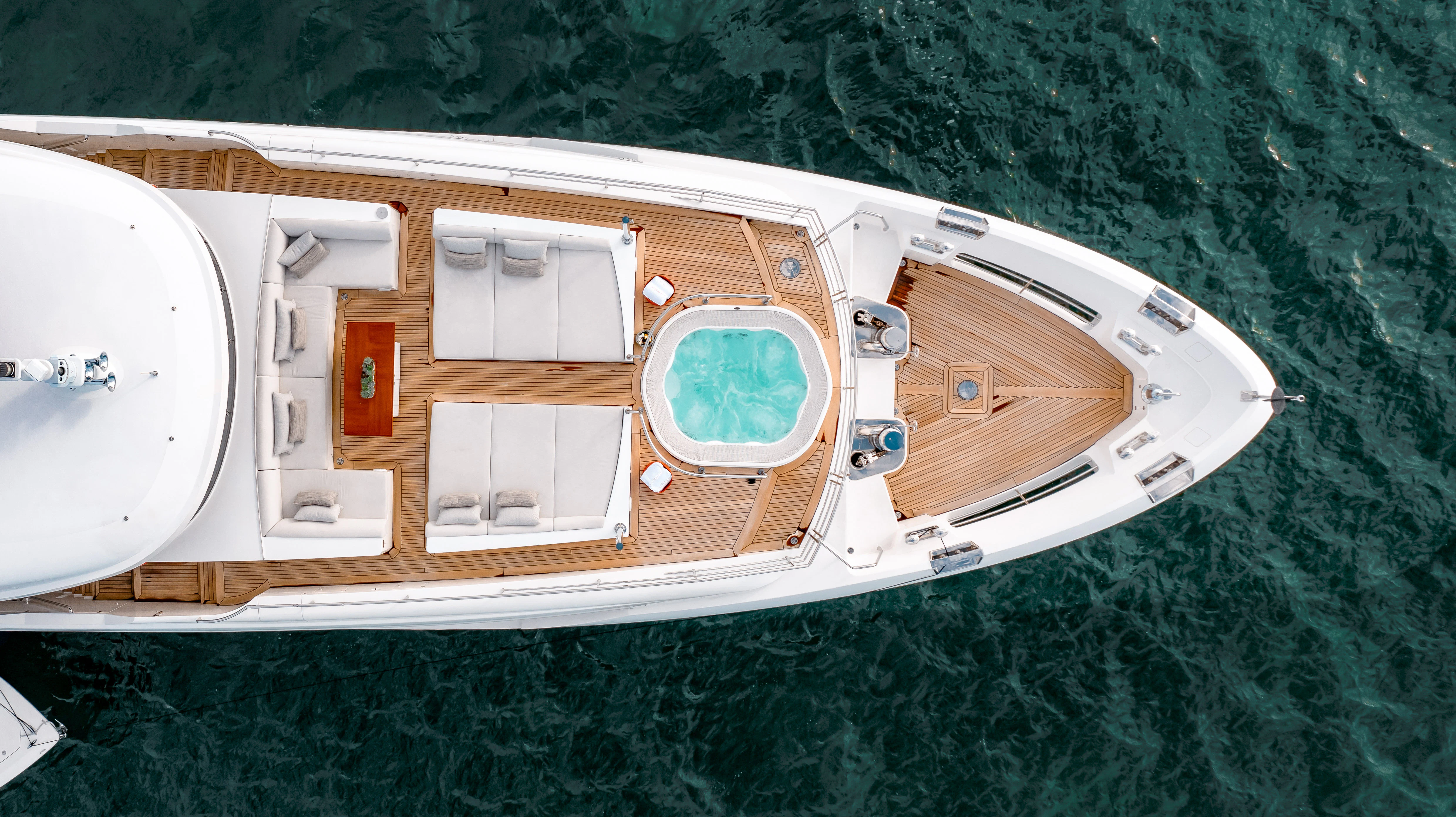 a satellite over a grassy field aboard PATIENCE Yacht for Charter