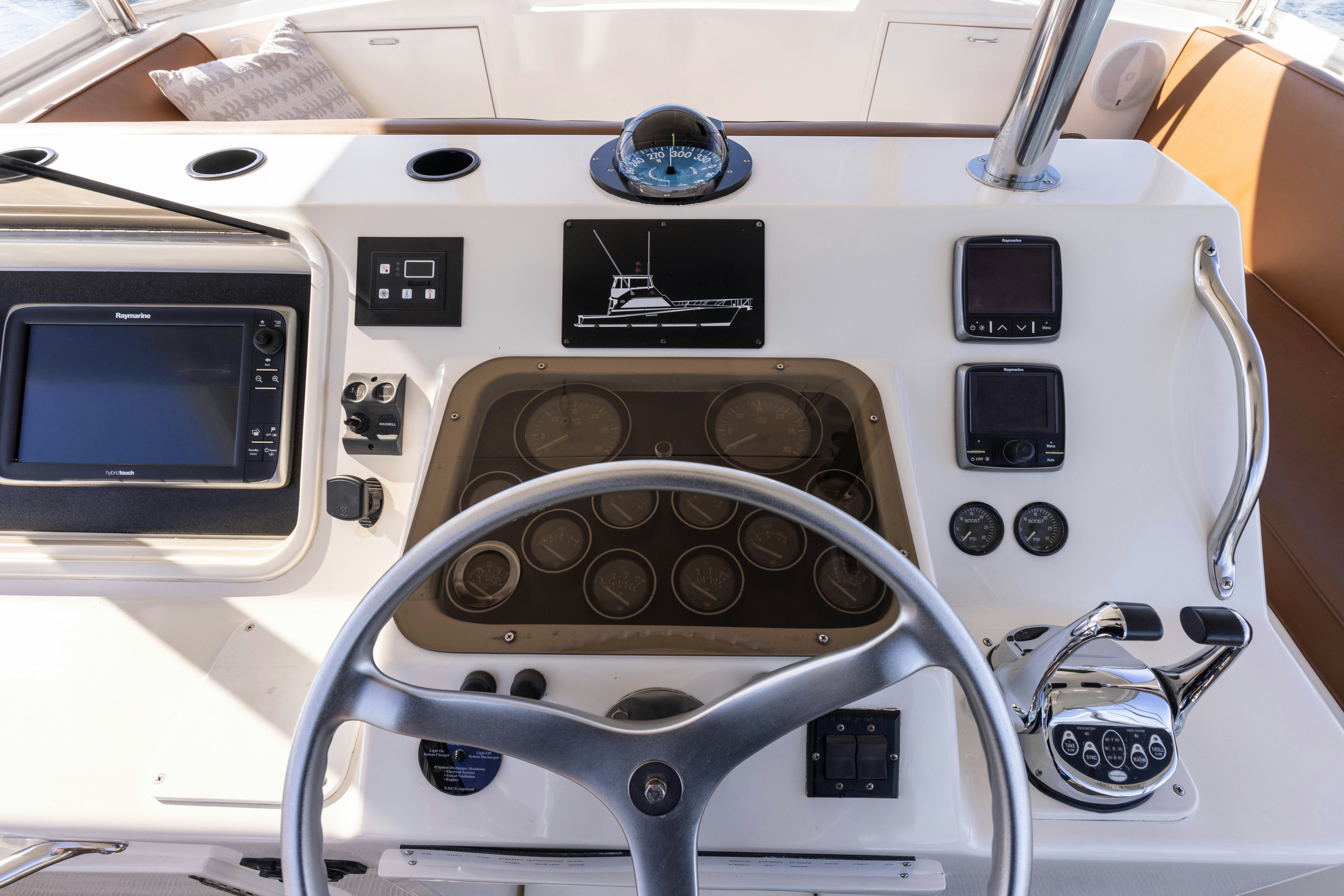 the inside of a car aboard LUCKY MARLIN Yacht for Sale