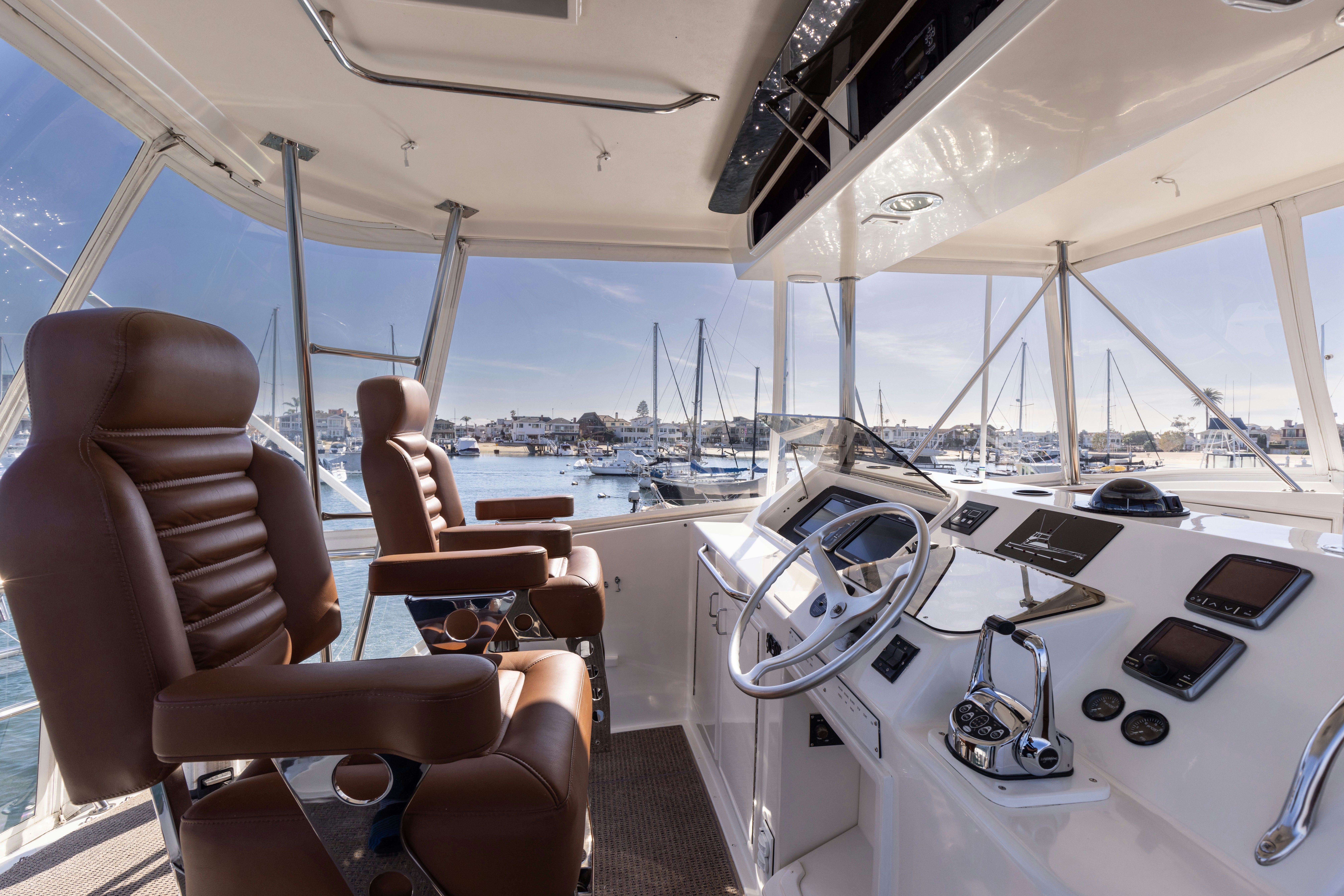 a boat with a view of the water and the land below aboard LUCKY MARLIN Yacht for Sale