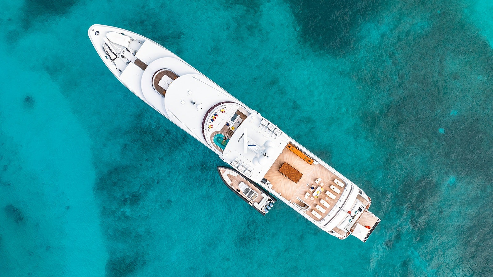 a space ship in the water aboard IRON BLONDE Yacht for Charter