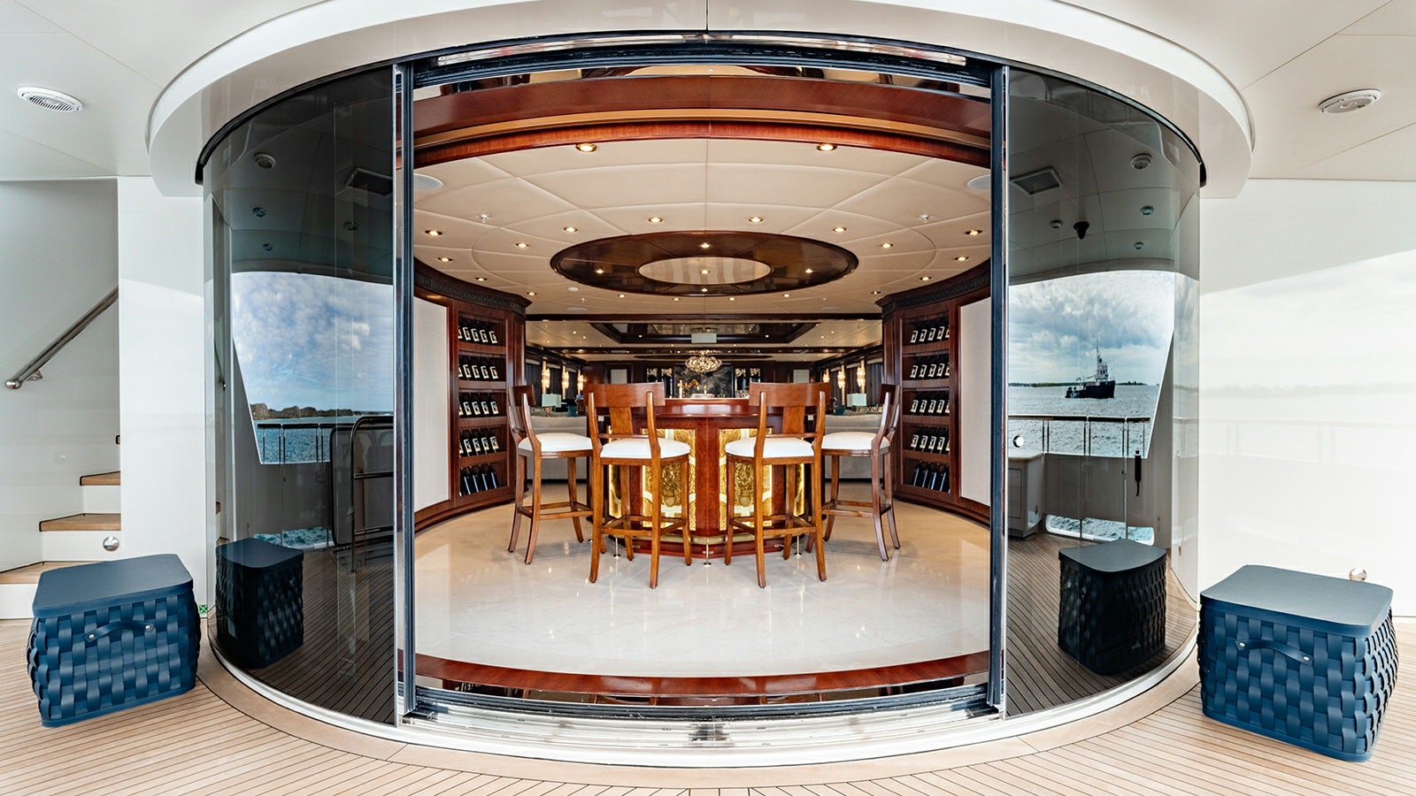 a room with a table and chairs aboard IRON BLONDE Yacht for Charter