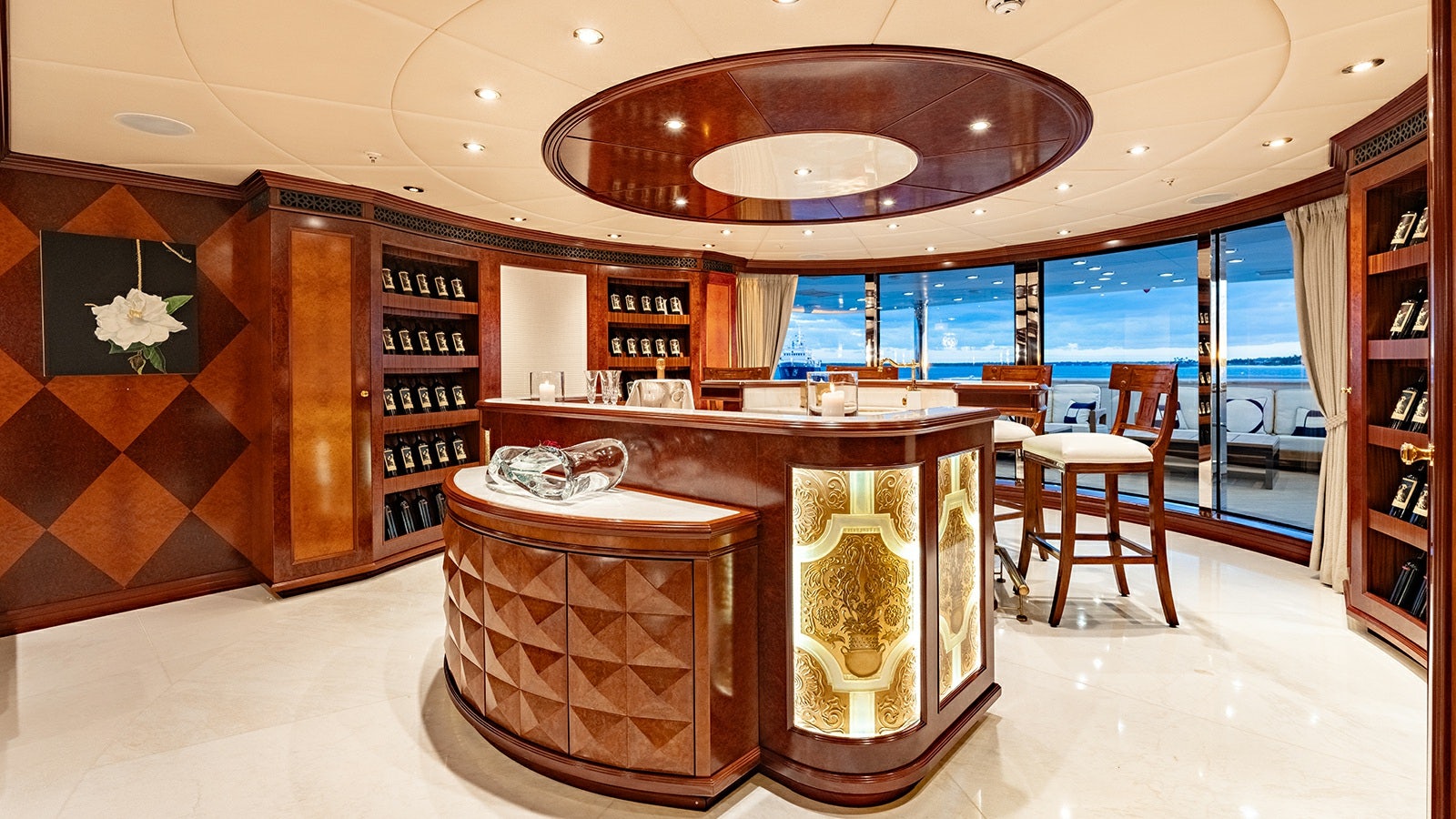 a room with a table and chairs aboard IRON BLONDE Yacht for Charter