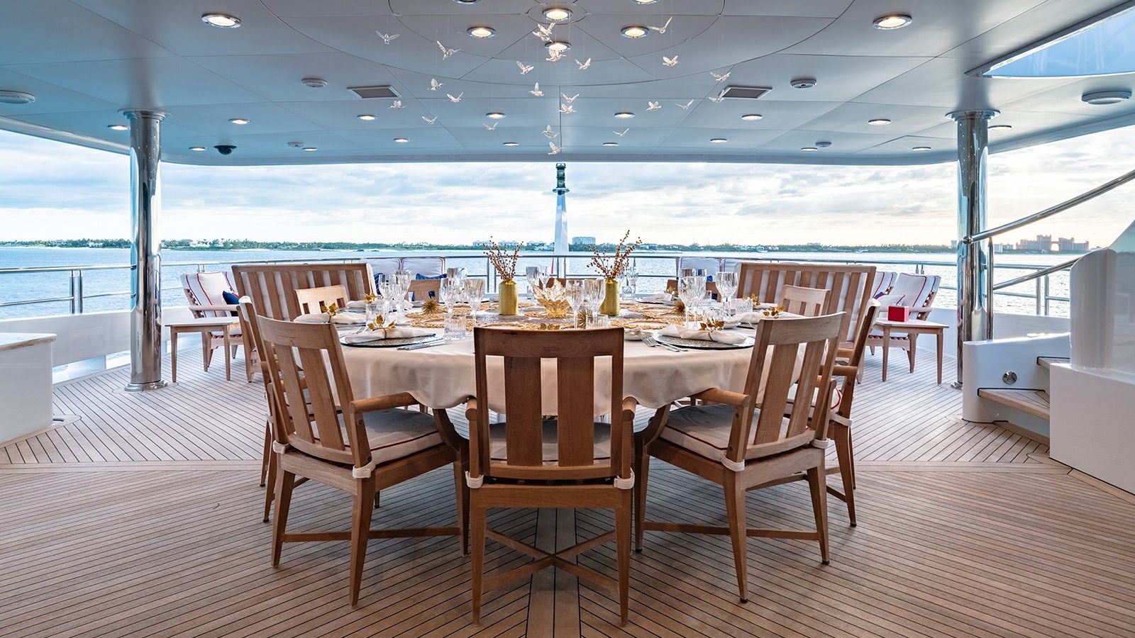 a table set for a meal aboard IRON BLONDE Yacht for Charter