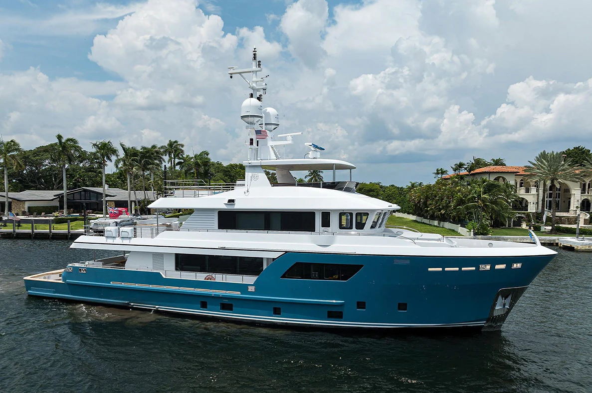 a large white boat aboard TROPA Yacht for Charter