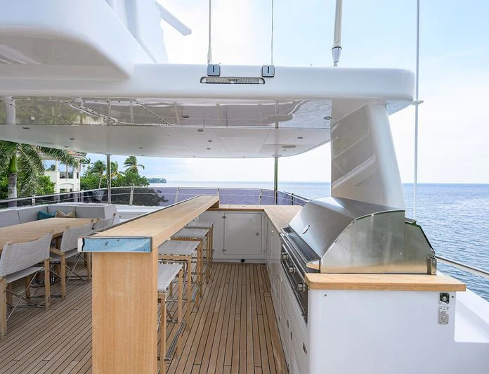 a large metal structure on a deck aboard TROPA Yacht for Charter