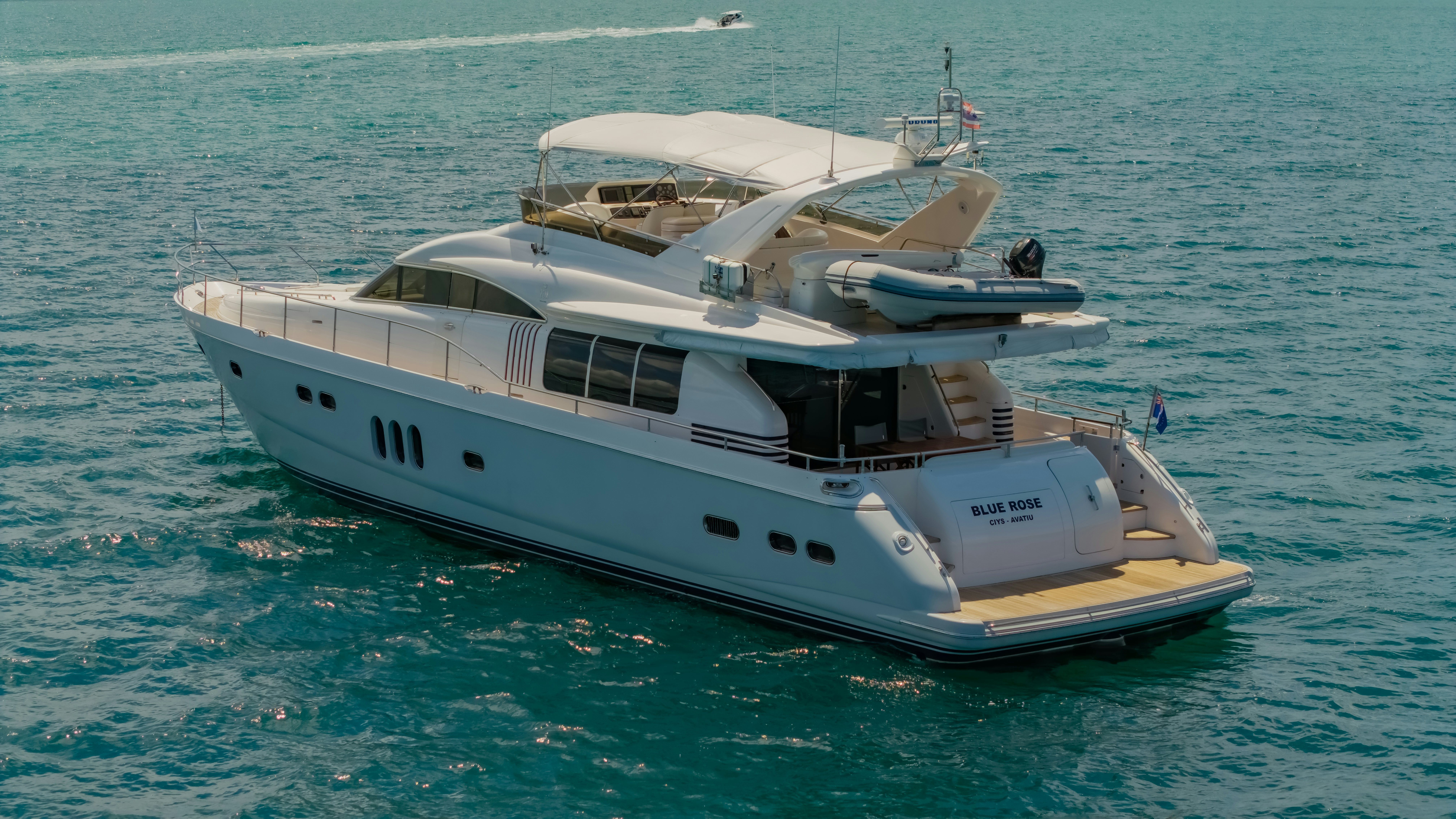 a boat in the water aboard BLUE ROSE Yacht for Sale
