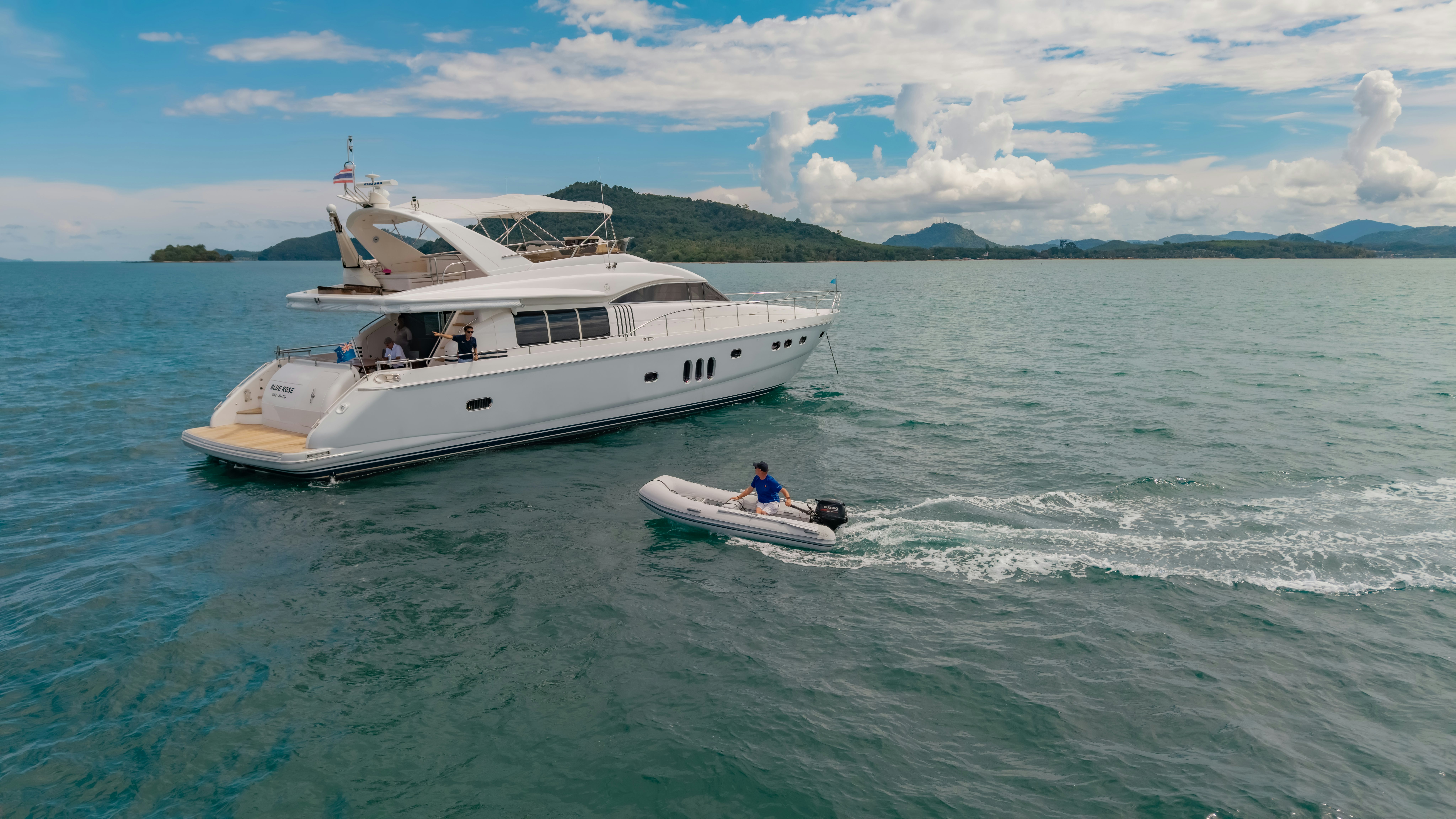 a boat in the water aboard BLUE ROSE Yacht for Sale