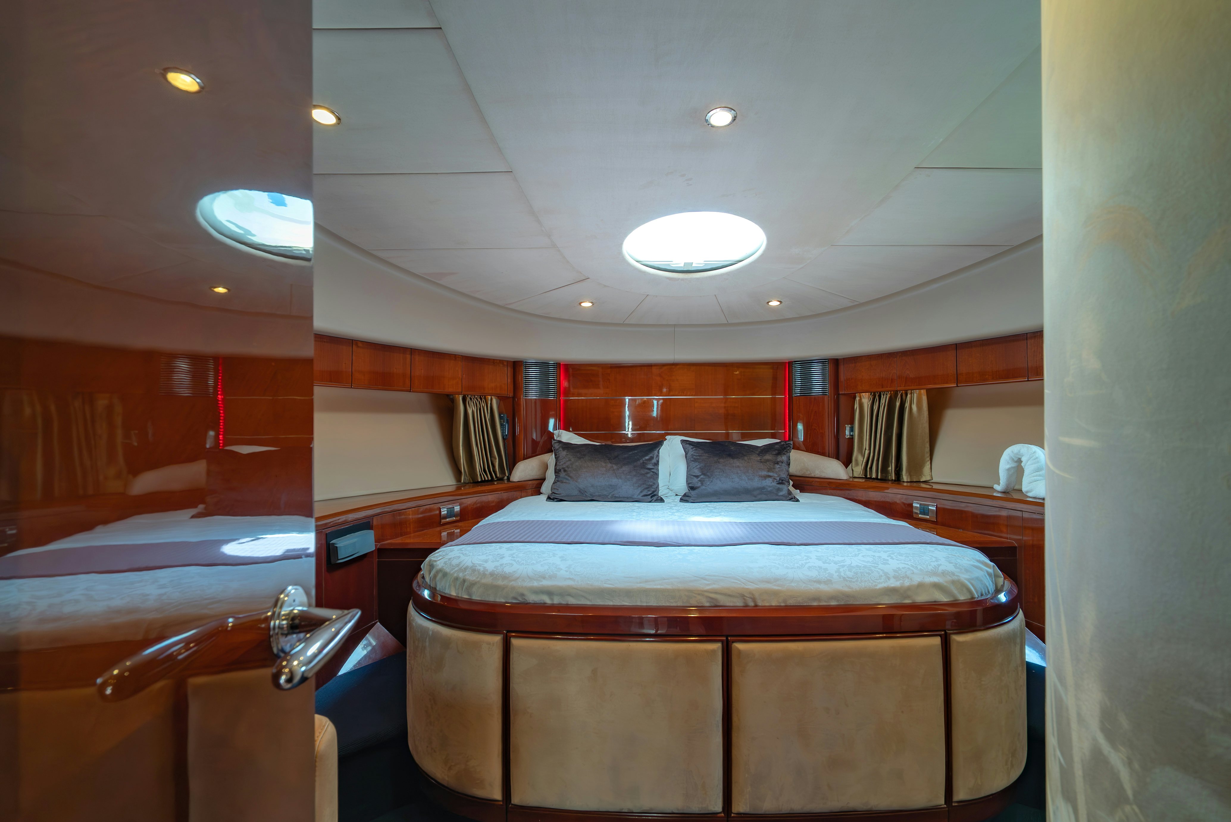 a bed in a room aboard BLUE ROSE Yacht for Sale
