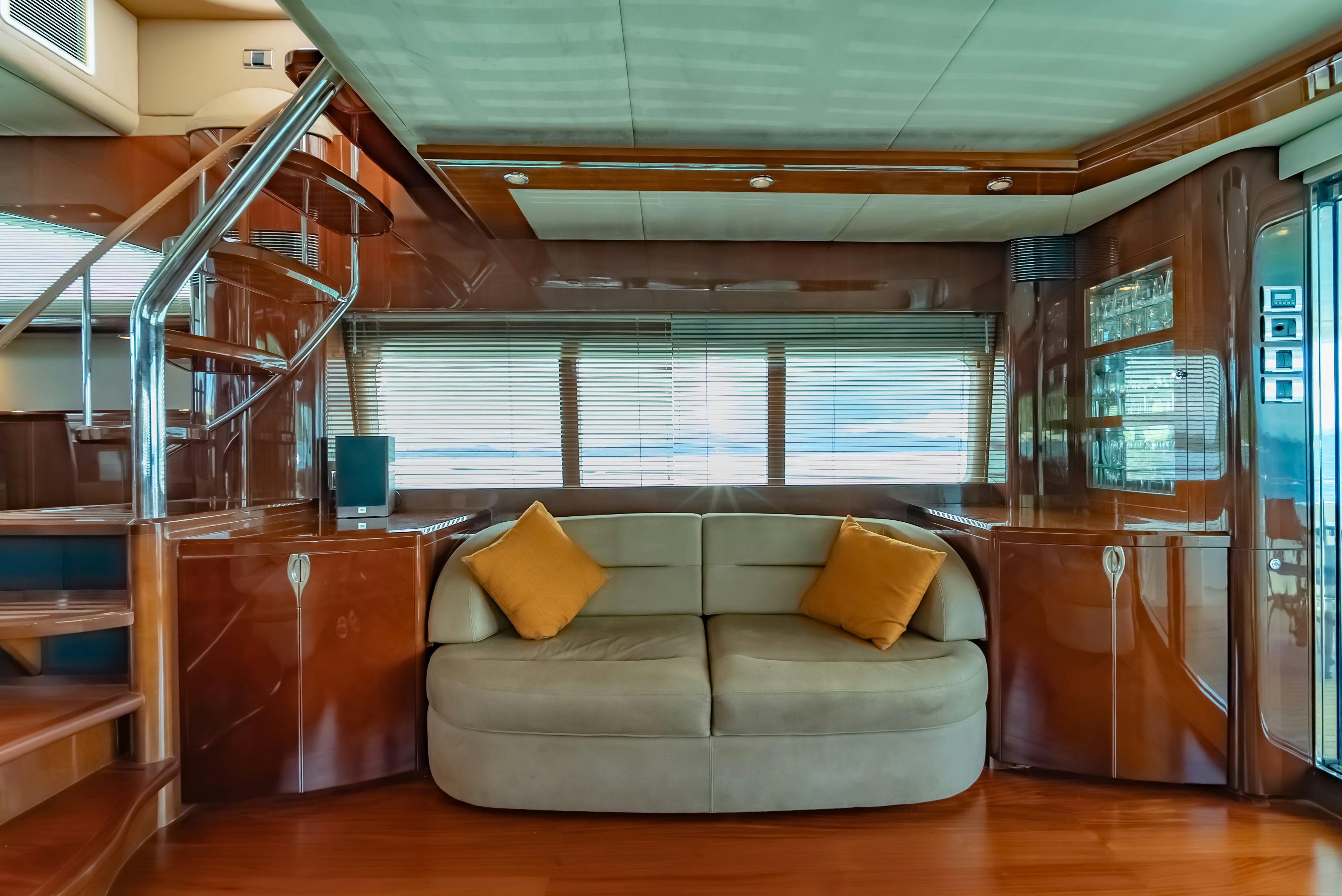 a couch in a room aboard BLUE ROSE Yacht for Sale