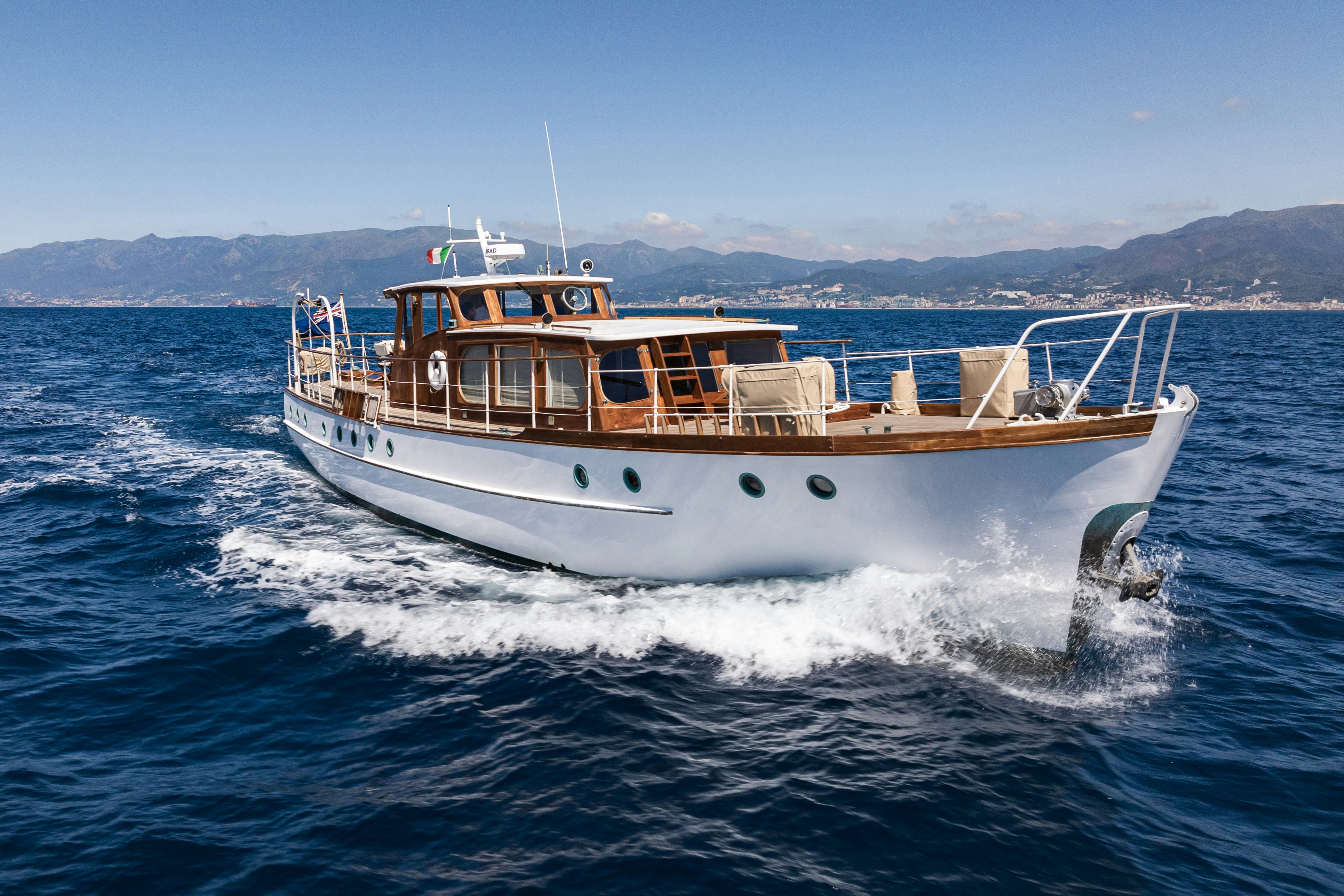 a boat on the water aboard SILVER LASS Yacht for Sale
