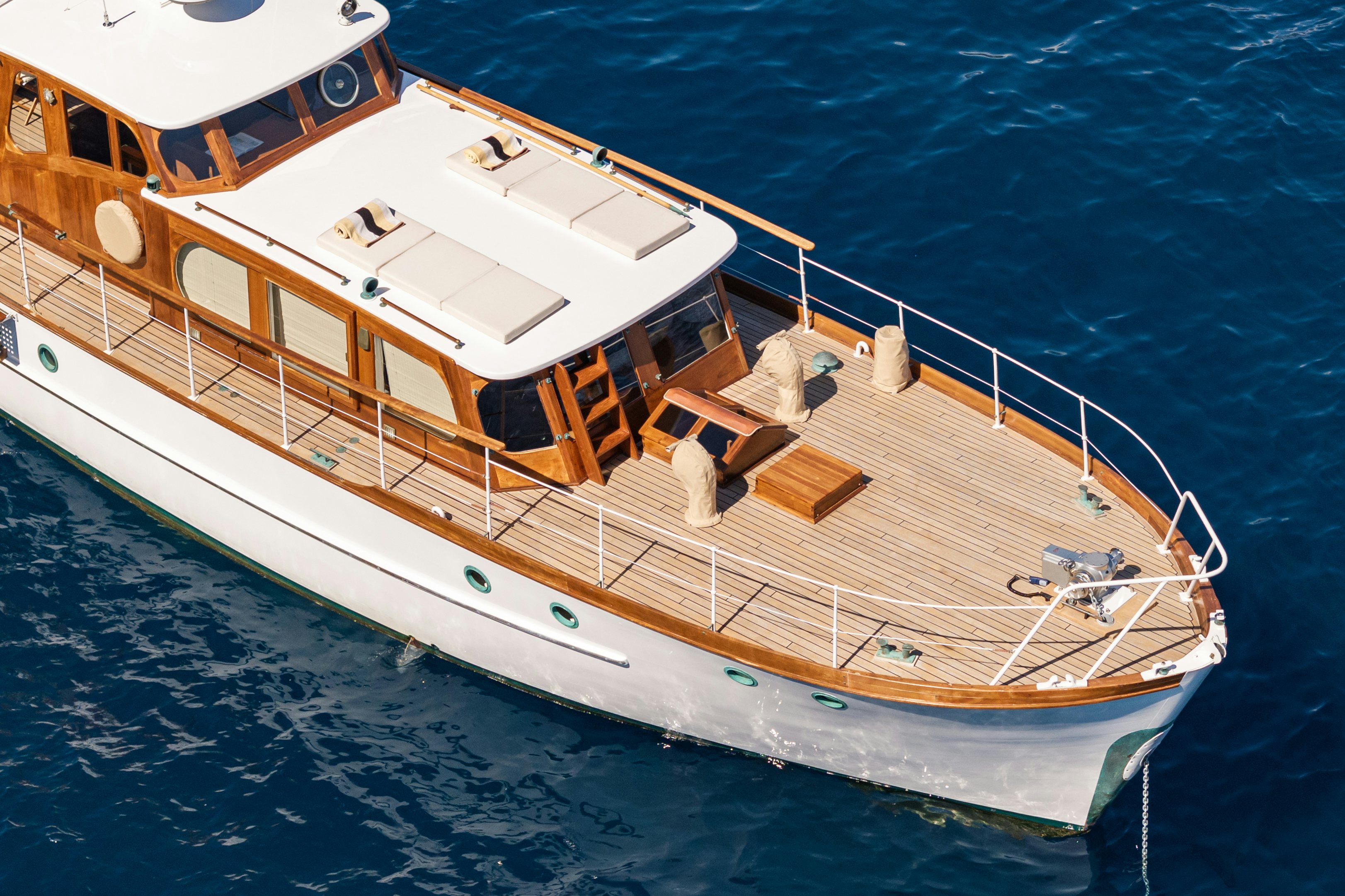 a large white boat on the water aboard SILVER LASS Yacht for Sale