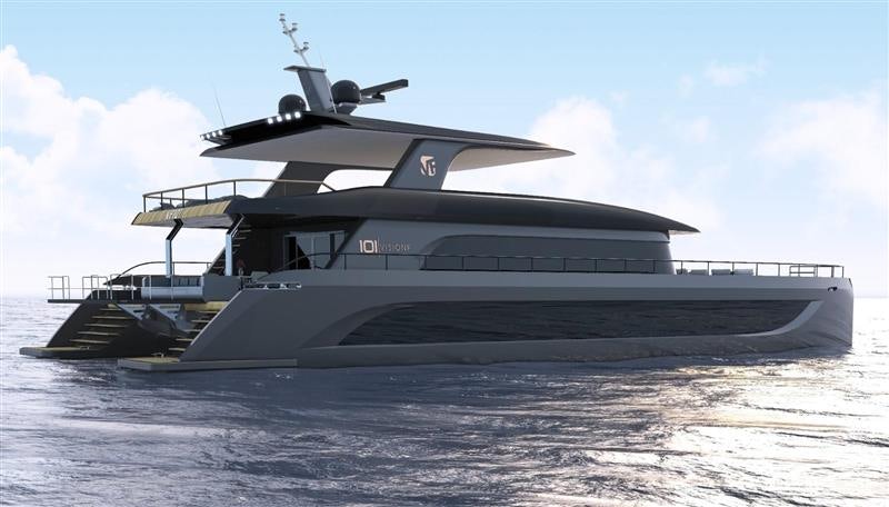 a boat in the water aboard VISION F – 101 ALU Yacht for Sale