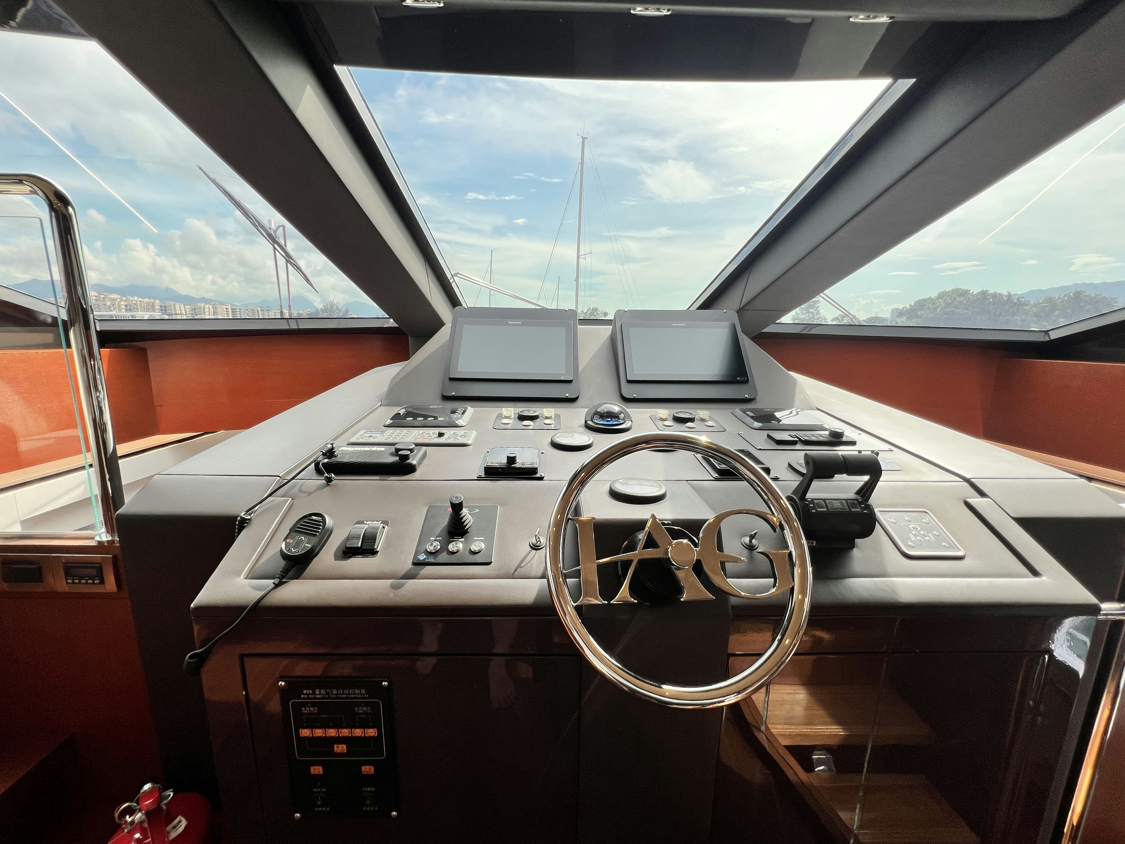 inside of a car aboard SUNRISE Yacht for Sale