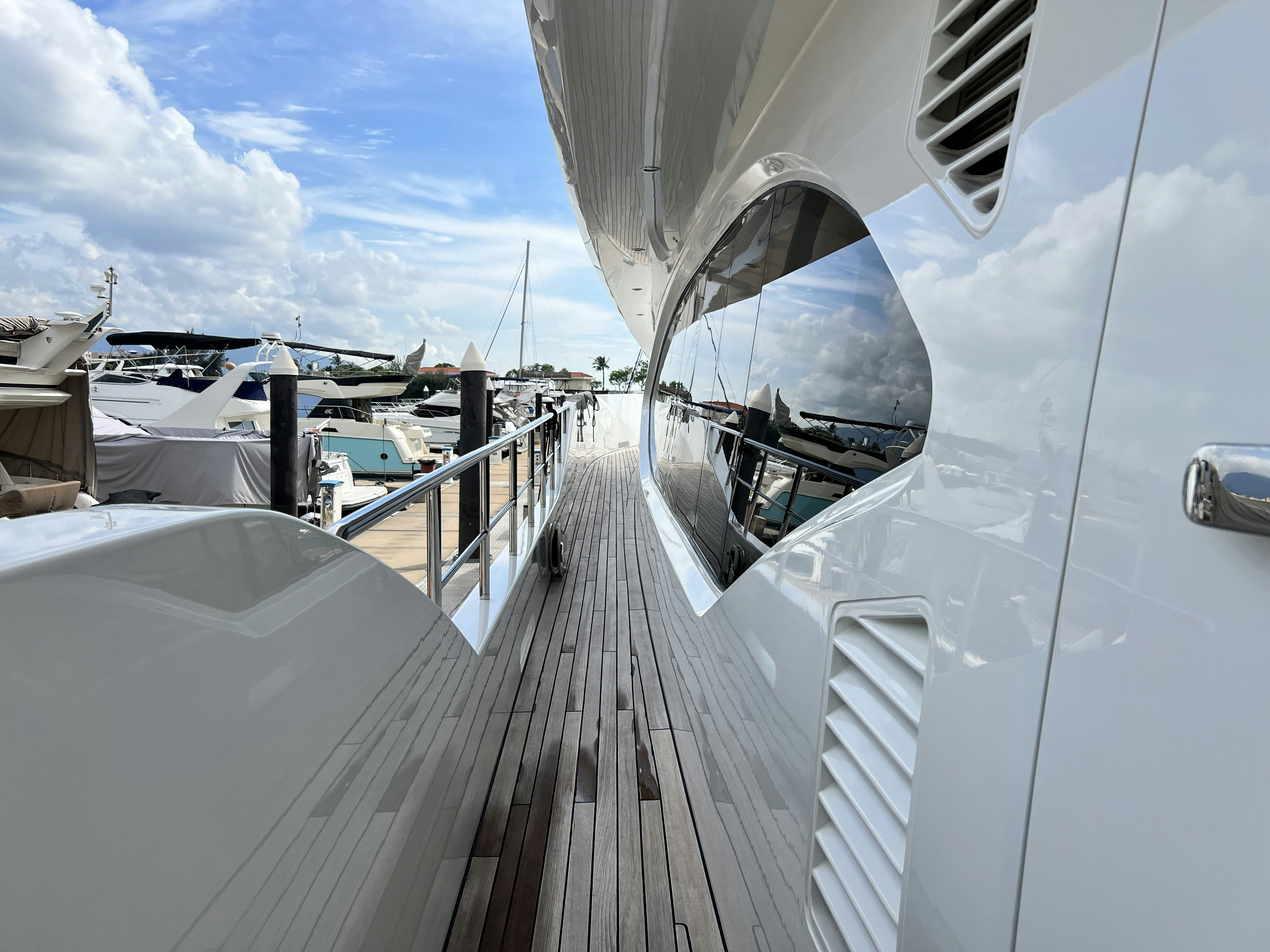 a white tent on a deck aboard SUNRISE Yacht for Sale