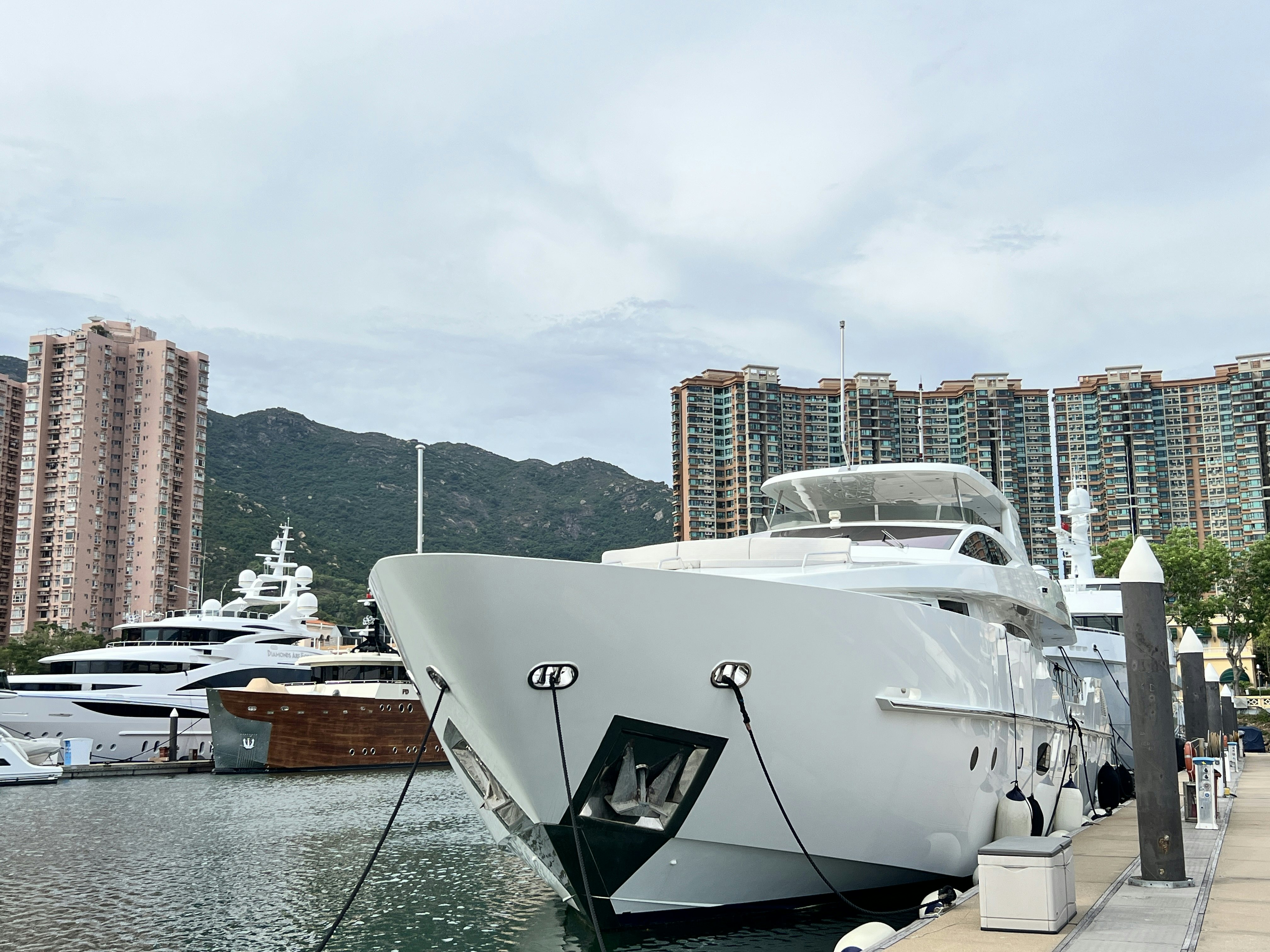 a boat docked at a pier aboard SUNRISE Yacht for Sale