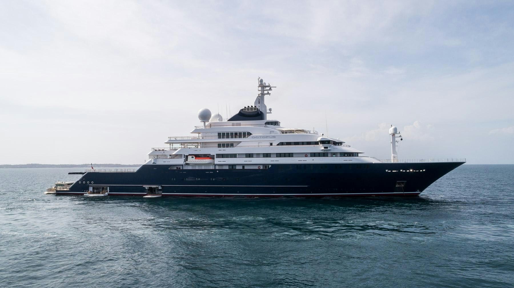 a large ship in the water aboard OCTOPUS Yacht for Charter