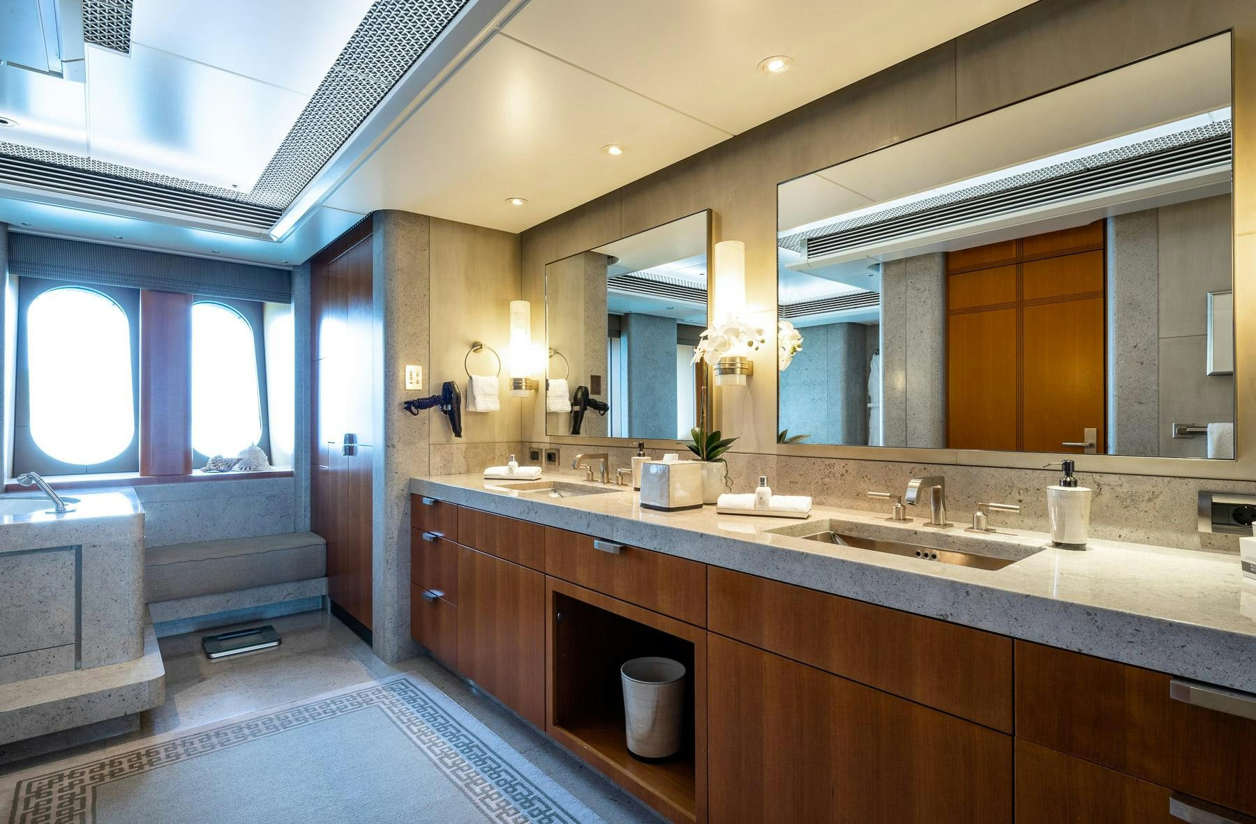 a bathroom with a large countertop aboard OCTOPUS Yacht for Charter