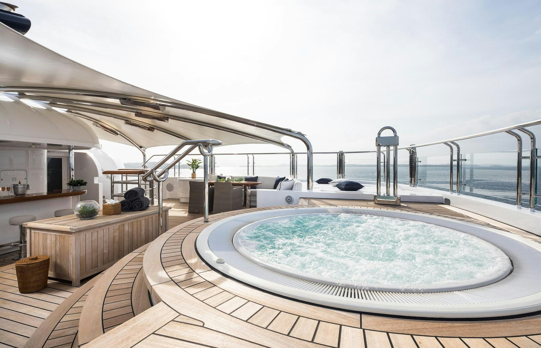 a large indoor swimming pool aboard OCTOPUS Yacht for Charter