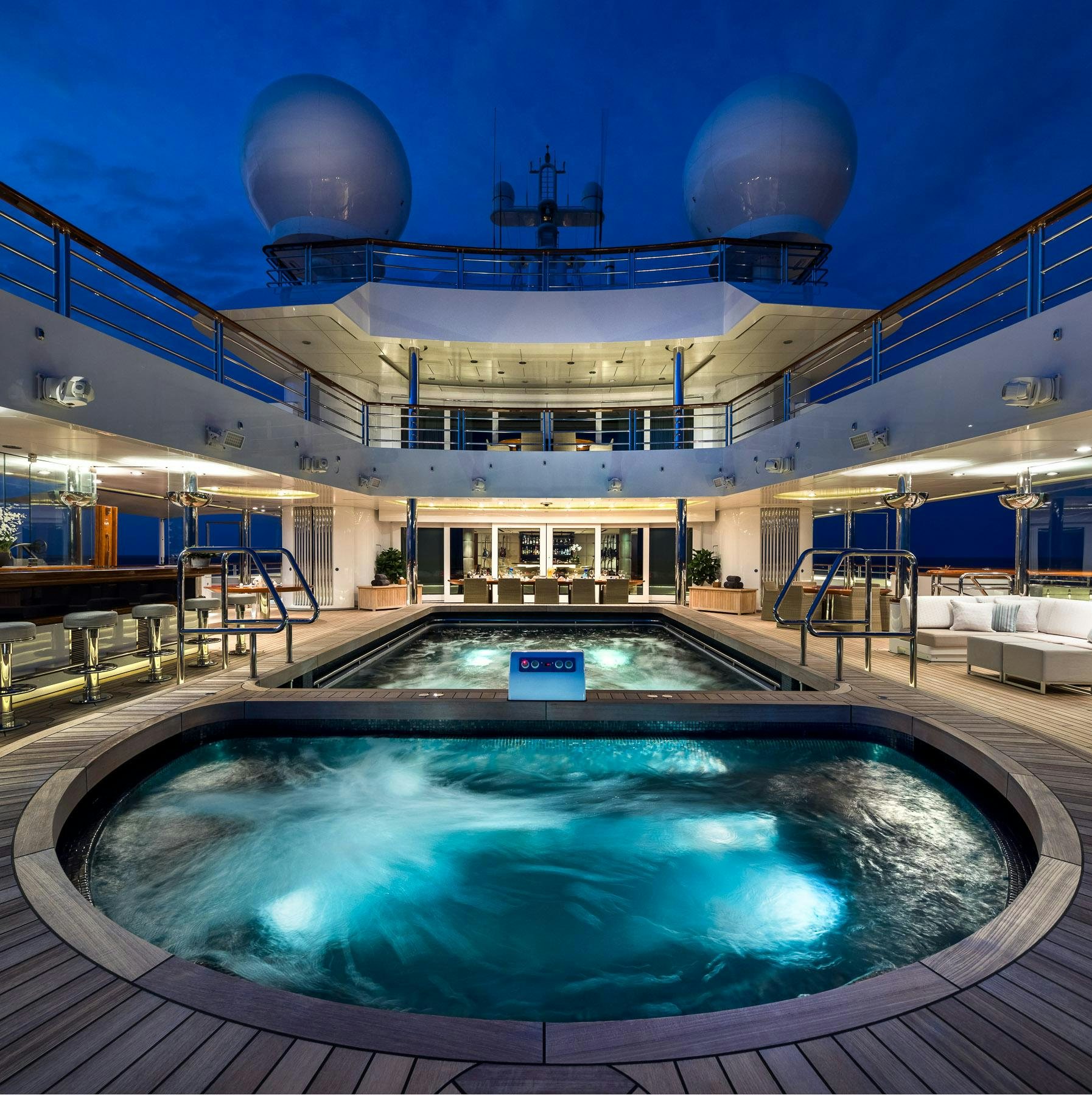 a swimming pool in a large building aboard OCTOPUS Yacht for Charter